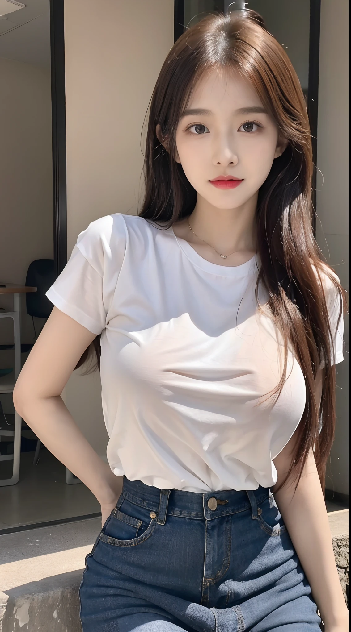 Alafi woman by the sea，sexy for，Light-colored jeans，shorter pants，Skinny T-shirt，2 2 years old，thicc，She was about 26 years old，Height 170 cm，korean people，Delicate face，realisticlying，Japan goddess，very Bigger breasts，Beautiful young Korean woman，Asian girl with long hair，Young and cute Korean face， Portrait of a Korean female idol， Korean woman， messy hair style， ulzzangs， Urzang-6500-V1 Edition, Edition, Edition, Edition, Edition, Edition, Edition, Edition, Edition, Edition, Edition, Edition, Edition, Edition, Edition, Edition, Edition, Edition, Edition, Edition, Edition, Edition, Edition, Edition.1， PureErosFace_V1， Popular makeup in Korea， Popular makeup in Korea， long whitr hair， （8K， RAW photos， best qualtiy， tmasterpiece： 1.45）， （： 1.25）， 韓国アイドル， 乃木坂アイドル， Actress，