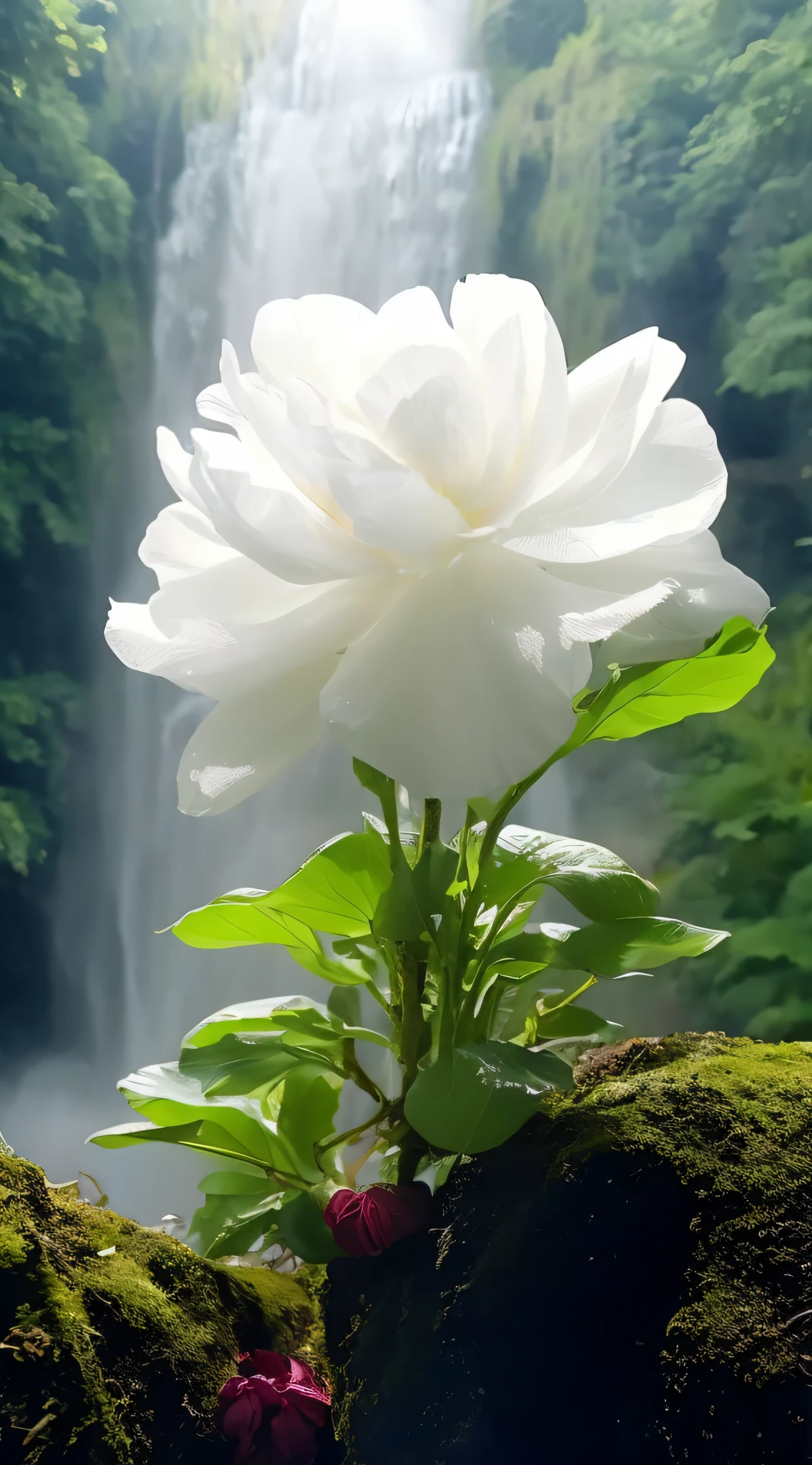There is a white flower growing out of the rock, flor branca, beautiful  flowers, flowers and waterfalls, Wallpaper phone, very beautiful photograph of, White petals, Beautiful nature, Incredibly beautiful, soft white glow, beautiful iphone wallpaper, Really beautiful nature, detailed white, Peony flower, Beautiful wallpaper, Very beautiful, wallpaper mobile, big breasts beautiful, Nature wallpaper