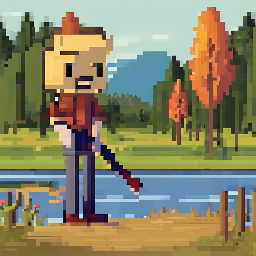 Jason Voorhees verkleidet als Mister Kartoffelkopf im Pixar Stil mit einer Machete die in seinem Kopf steckt, stands by a lake in the woods and holds a sign that says "Good luck and best wishes" best quality, (Meisterwerk:1.35), Tapete, (Illustration), Original, (Depth of field), (1girls:1.35), (nur), full entire body, dynamisch, detailliertes Gesicht, reifes Weibchen, Erwachsene, (alt:1.3), mid large breasts, belustigt, happy, Miko-Kleidung, Blumen-Besatz, absurd lange Haare, schwarzes Haar, Eselsohren volumetrische Beleuchtung, Herbstlaub, Tyndall-Effekt,