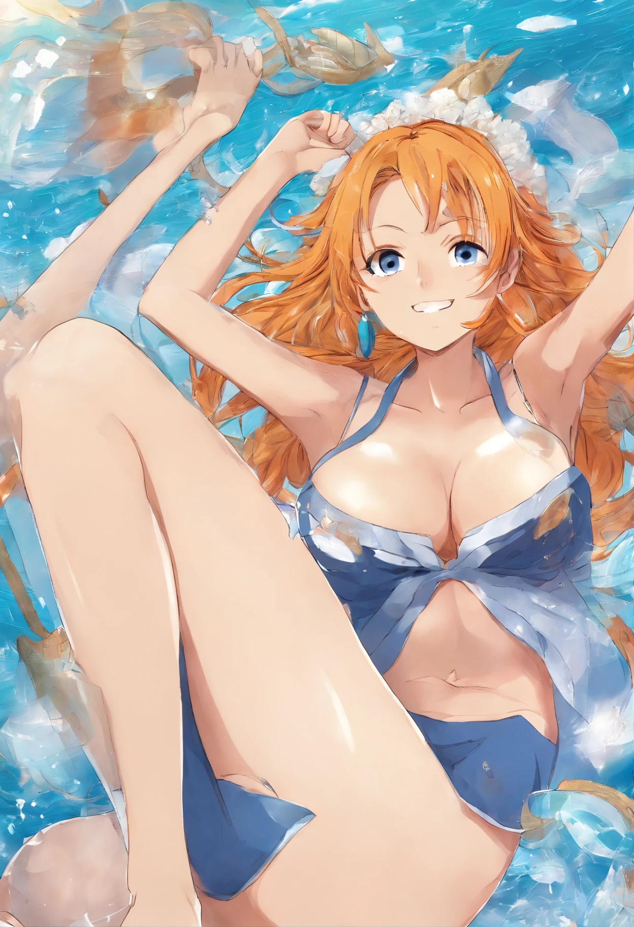 One Piece Nami，Large breasts，Raised sexy，perfect bodies nobra