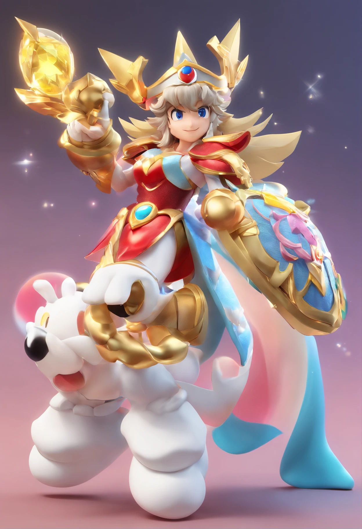 (Saint Seiya), Character design, Saint Seiya, Super cute blind box style, tchibi, full bodyesbian, exaggerated expressions and movements, Clean background, bright iridescent highlights, Studio lighting, Atmospheric lighting, The texture is delicate, High detail, high resolution, C4D, 。.3D, blender, 8K, Best quality, hyper HD