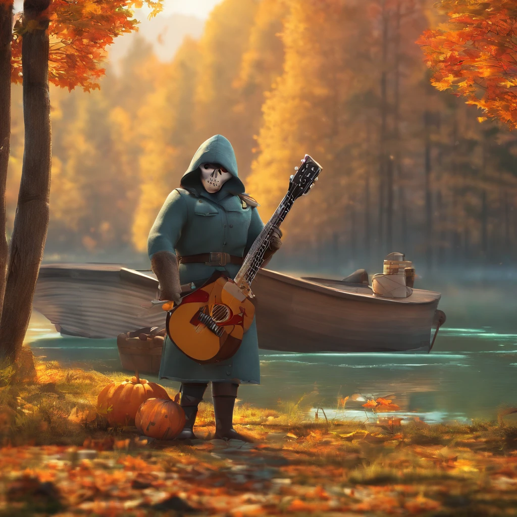 Jason Voorhees verkleidet als Mister Kartoffelkopf im Pixar Stil mit einer Machete die in seinem Kopf steckt, stands by a lake in the woods, holding a sign that reads "Good luck and best wishes" best quality, (Meisterwerk:1.35), Teppich, (Illustration), Original, (Depth of field), (1girls:1.35), (nur), full entire body, dynamisch, detailliertes Gesicht, reifes Weibchen, Erwachsene, (alt:1.3), mid large breasts, belustigt, happy, Miko-Kleidung, Blumen-Besatz, absurd lange Haare, schwarzes Haar, Eselsohren volumetrische Beleuchtung, Herbstlaub, Tyndall-Effekt,