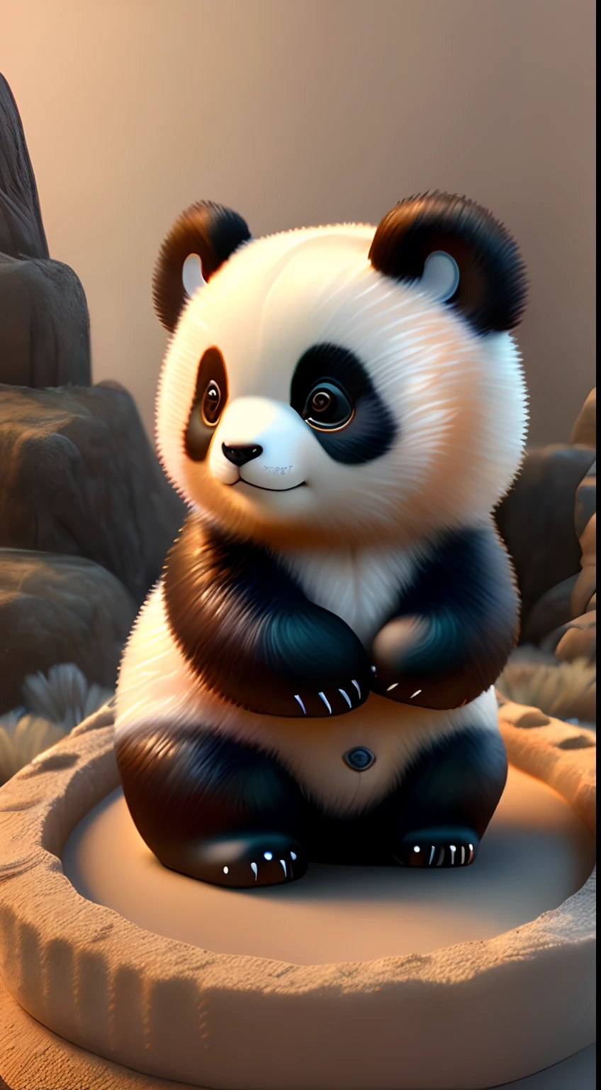 (Best quality,4K,8K,A high resolution,Masterpiece:1.2),Ultra-detailed,(Realistic,Photorealistic,photo-realistic:1.37),Escultura:1.37,Northern,south,Multiverse,Diverse landscape,Natural beauty,Ceramic craftsmanship,Glass surface,Cute giant panda cubs,Flickering flames,Art gallery