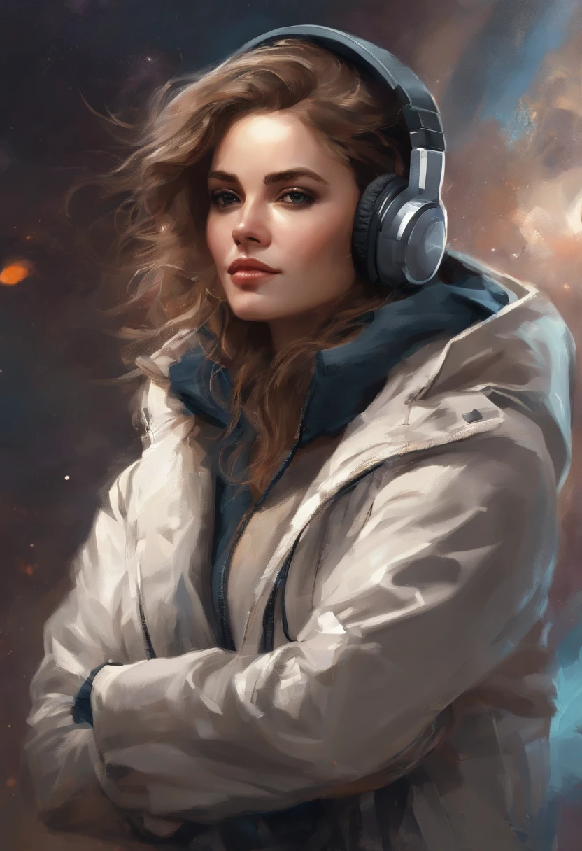 Perfect centering, A cute kitten all over, Wear a student jacket, Wearing sunglasses, Wearing headphones, Standing position, Abstract beauty, Centered, Looking at the camera, Facing the camera, nearing perfection, Dynamic, Moonlight, Highly detailed, Digital painting, art stations, concept-art, smooth, Sharp focus, 8K, high definition resolution, illustration, Art by Carne Griffiths and Wadim Kashin, White background