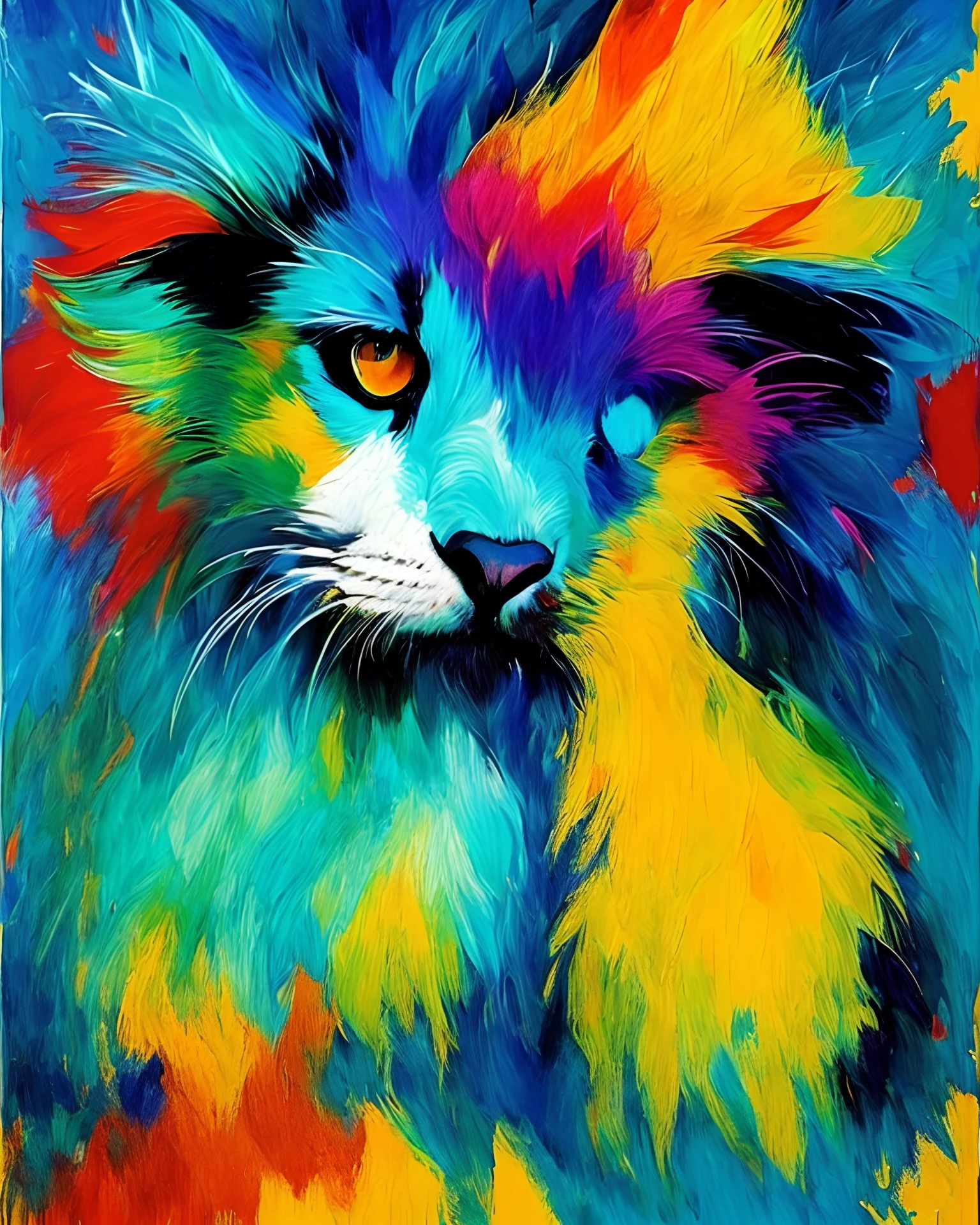 Make "Fauvism" ; Simple Artwork,animal