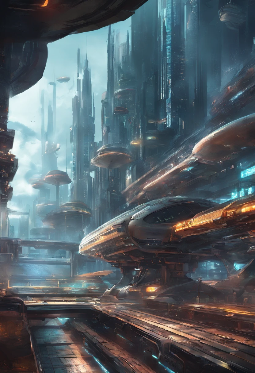 Future City Background There is a platform in the middle of the front, There is also a sci-fi oxygen cabin on the platform