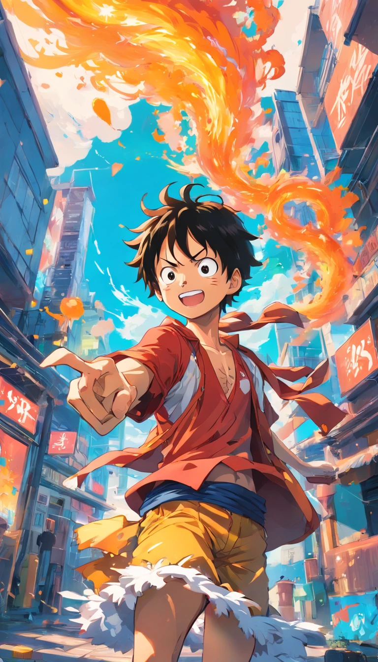 Luffy Gere 5 Solid Paint, allotted to Luffy Altor, Abstract Anime Art, Graffiti Art Style, graffiti art, The Art of Biopunk, Graffiti Street Art, vibrant cartoon art, Furry art, High-quality, brilliant artwork, vibrant fan art, Anime art, Nychos Art Aesthetic, Detail art, Helix Art, Rave Art, Fantastic Art Style, full art, Artistic decoration