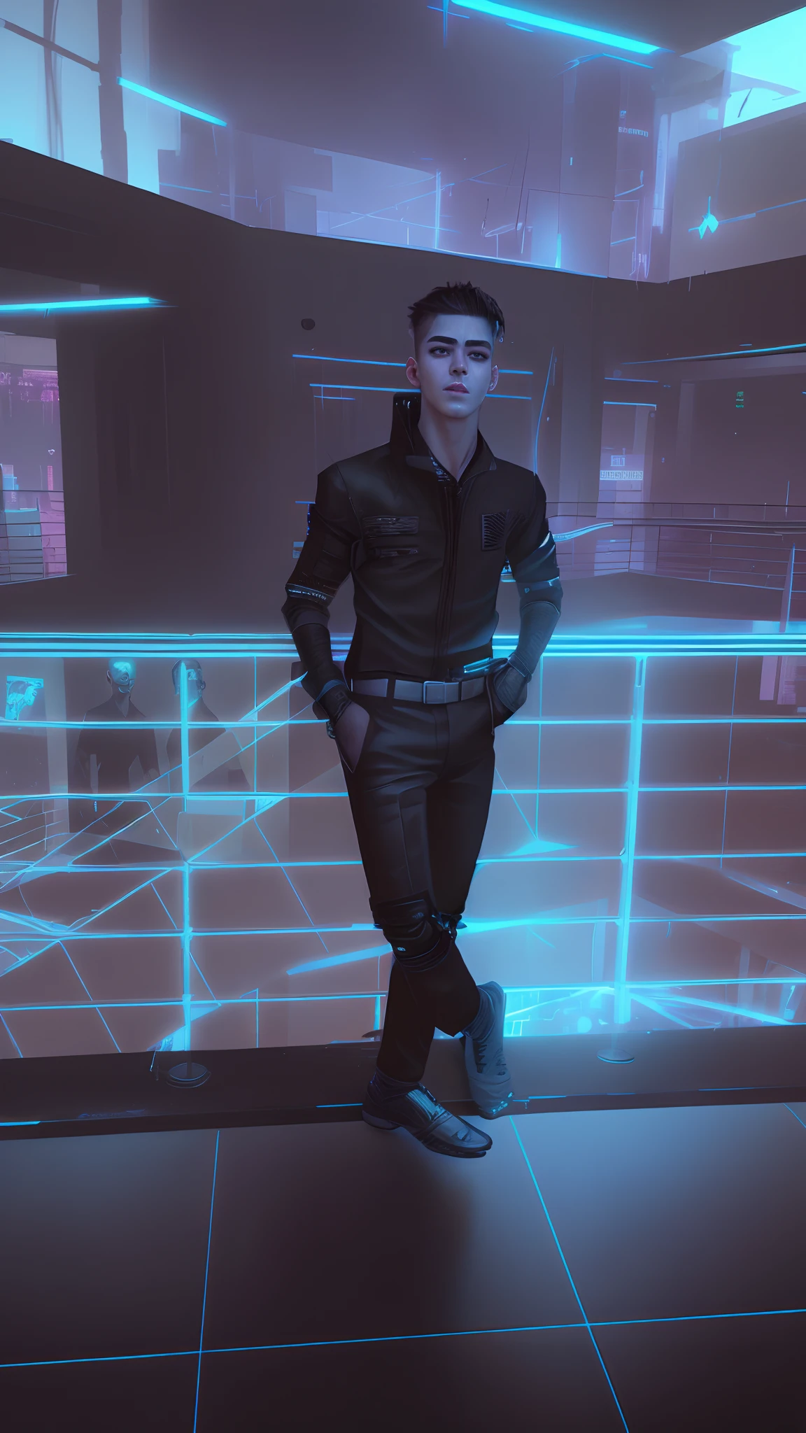 Change background cyberpunk handsome boy realistic face ultra