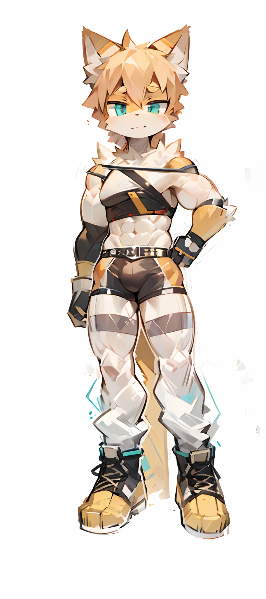 strong muscle，Strong, Angular abs，Strong arm muscles，Incredibly thick leg muscles，The leg muscles must be very strong