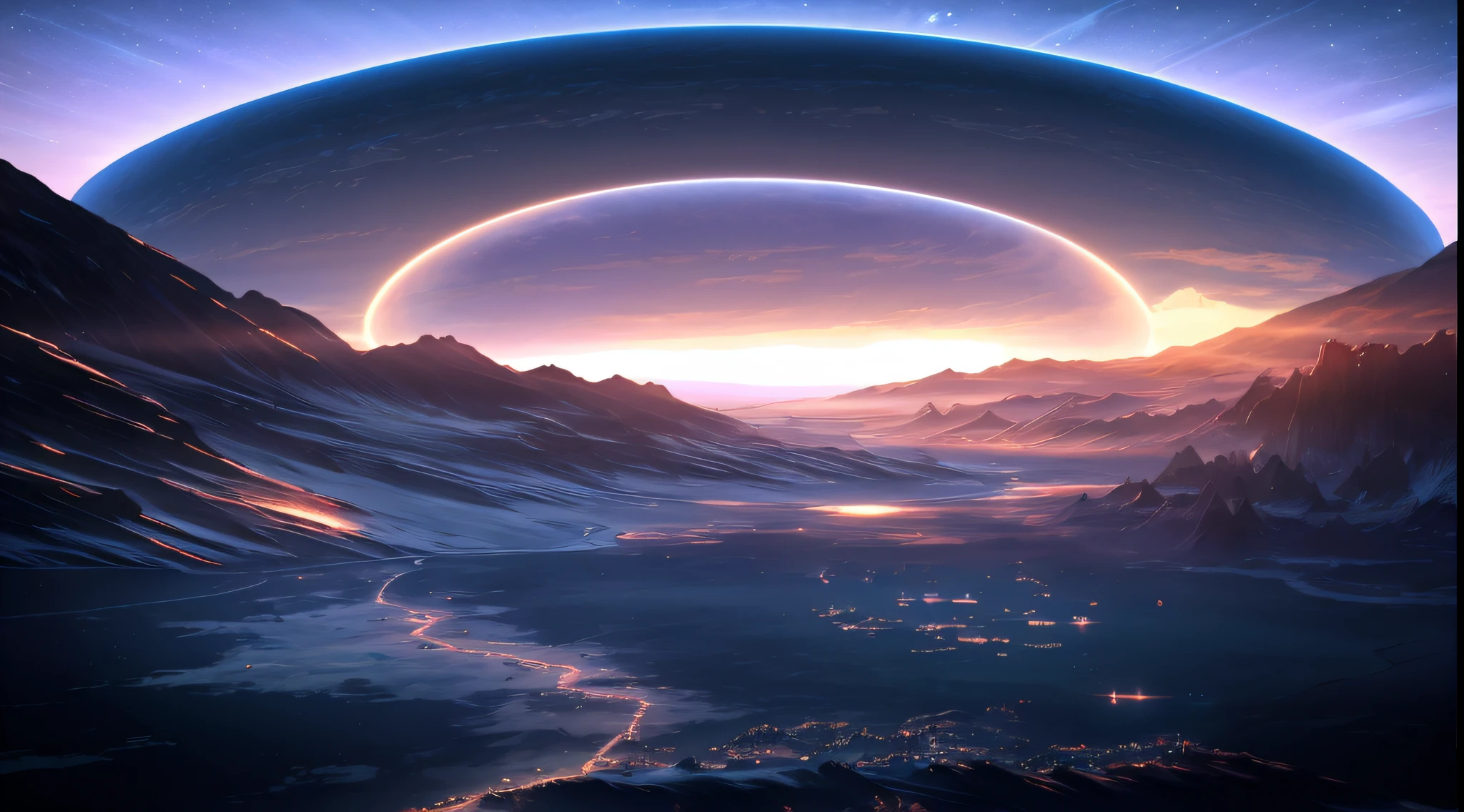 Alphard view of planets with halos in the sky, Beautiful alien landscape, 4k highly detailed digital art, planetarylandscape, fantasy planet, 8K stunning artwork, stunning alien landscape, Sci-fi fantasy wallpaper, alien breathtaking landscape, sci fi alien world, epic beautiful space scifi, amazing alien landscape, futuristic landscape, 3 d render beeple