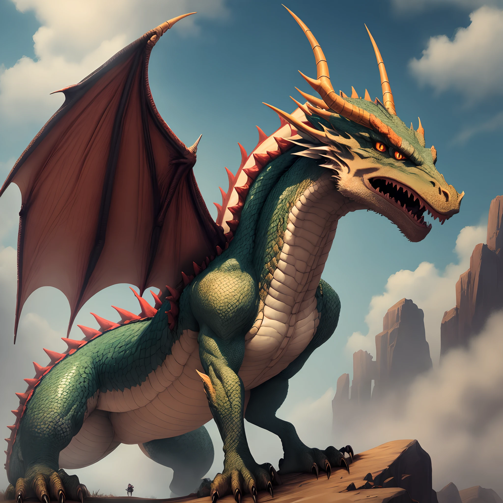 In the style of the 3D animation film (Caricature). Rainer Winkler the Dragon Lord.