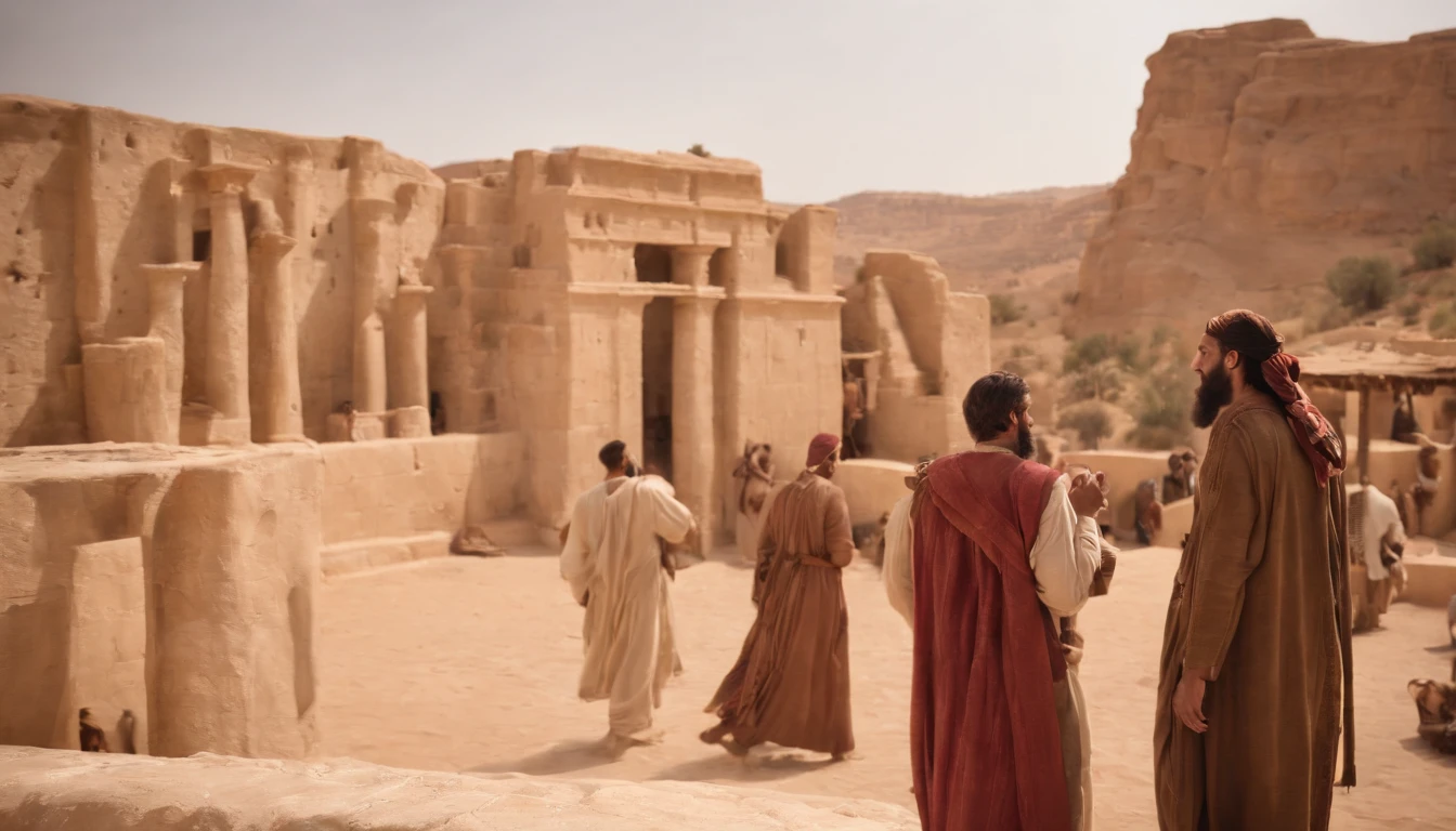 Prompt: Produce a high-resolution and cinematic image highlighting the lasting cultural and religious impact of King Solomon. Show iconic religious sites associated with his legacy, imbued with historical and spiritual significance