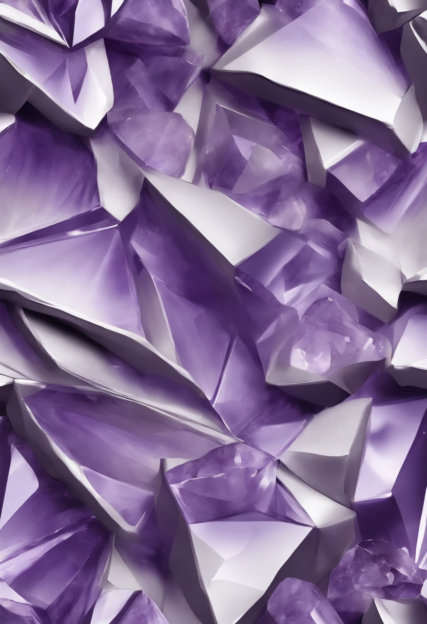 Amethyst Crystal white background, in the style of trompe-l'oeil folds,  radiant clusters, theatrical gestures, recycled, tooth wu, contrasting