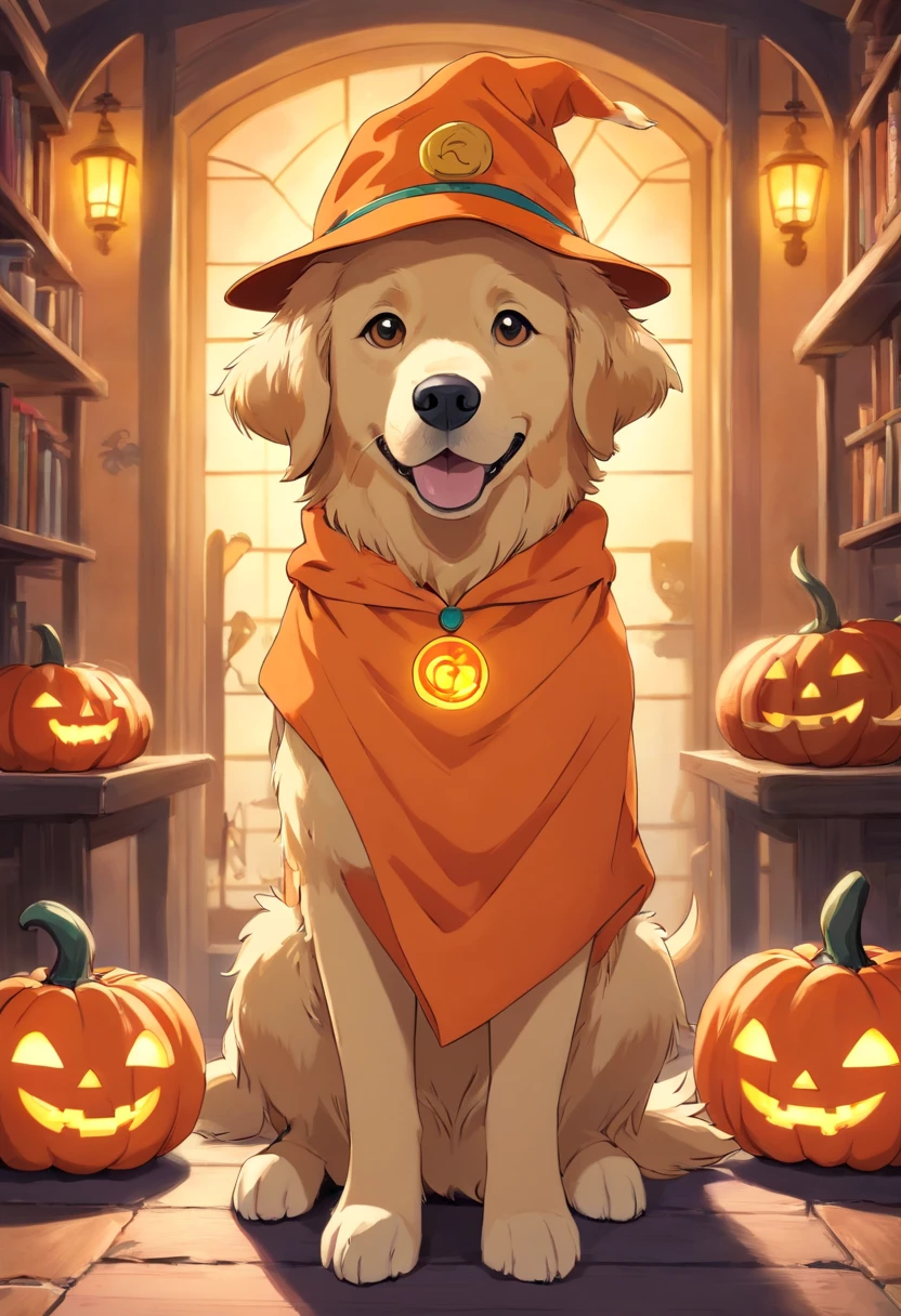 golden retriever in halloween costume