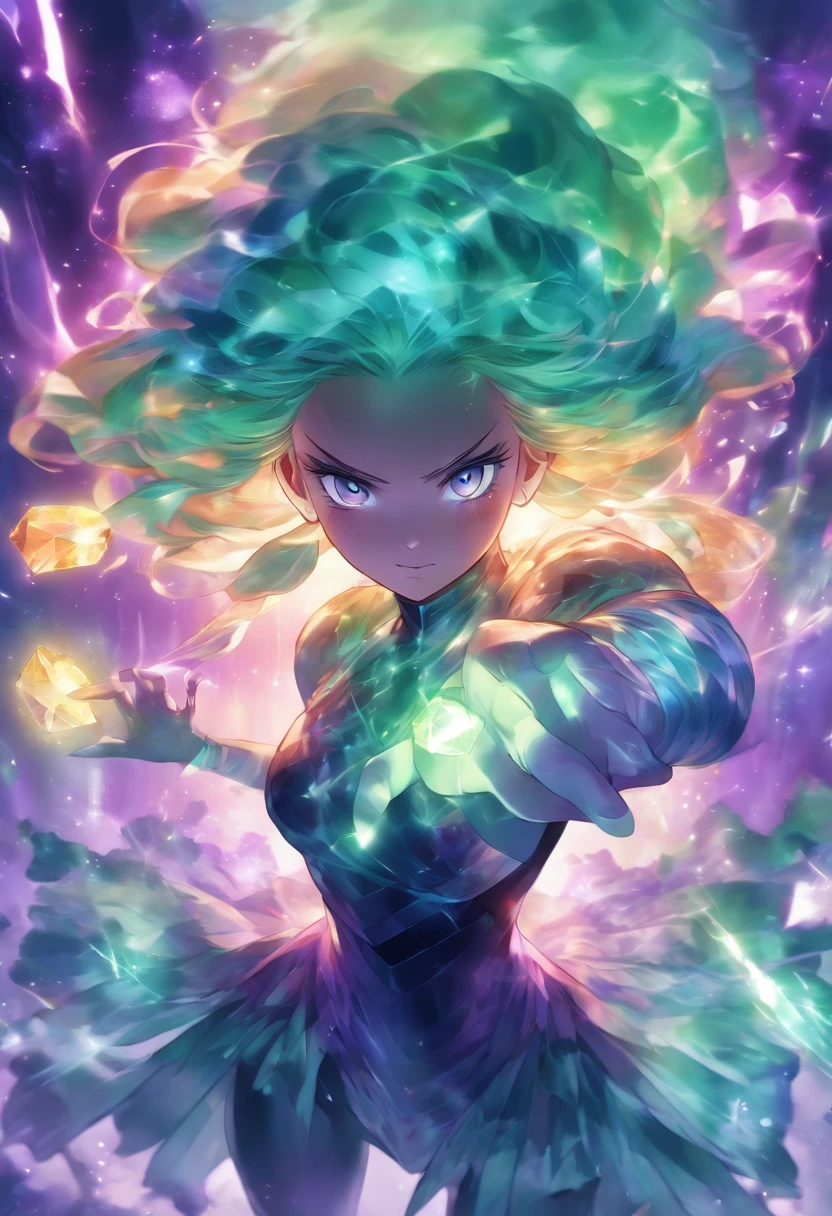 Positive:Fluorite woman, transparent, shining,whole body,magician
Negative:worst quality, low quality:1.4
DPM++ 2M Karras