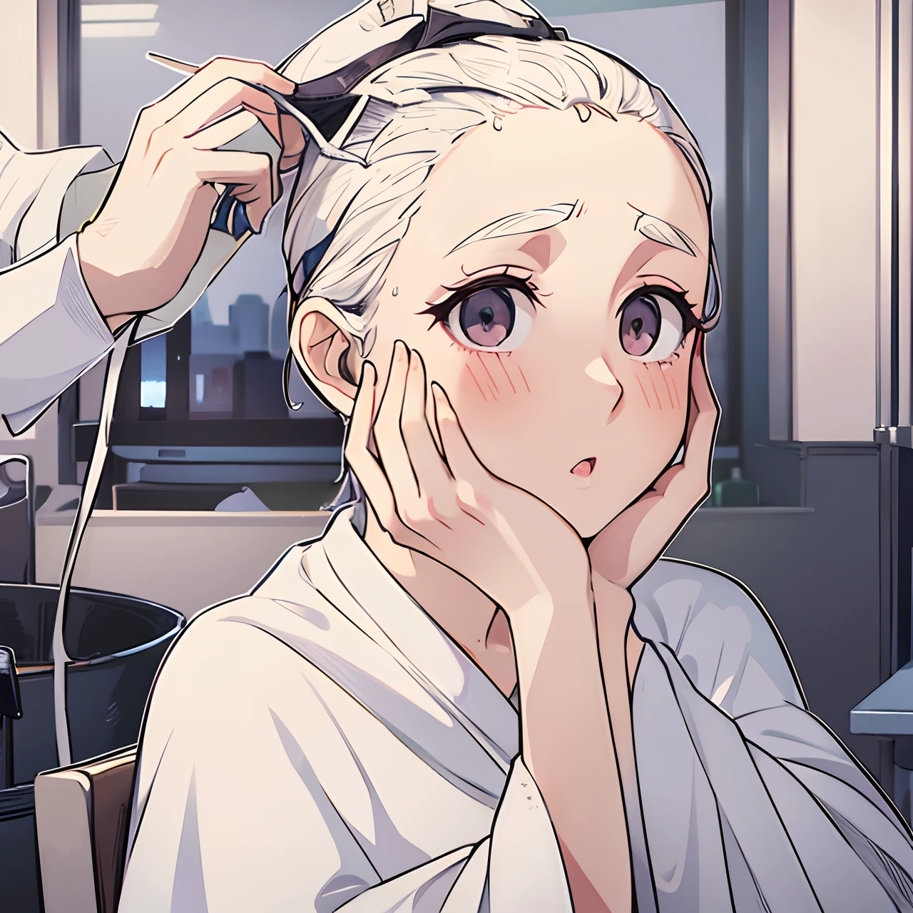 Woman with bleach in her hair