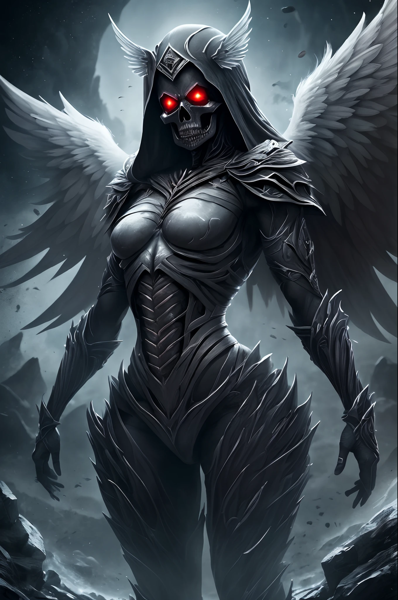 Logotipo, darkness, skull with wings, logo, darkness background, full darkness, icon, black darkness, complete darkness, logo designer