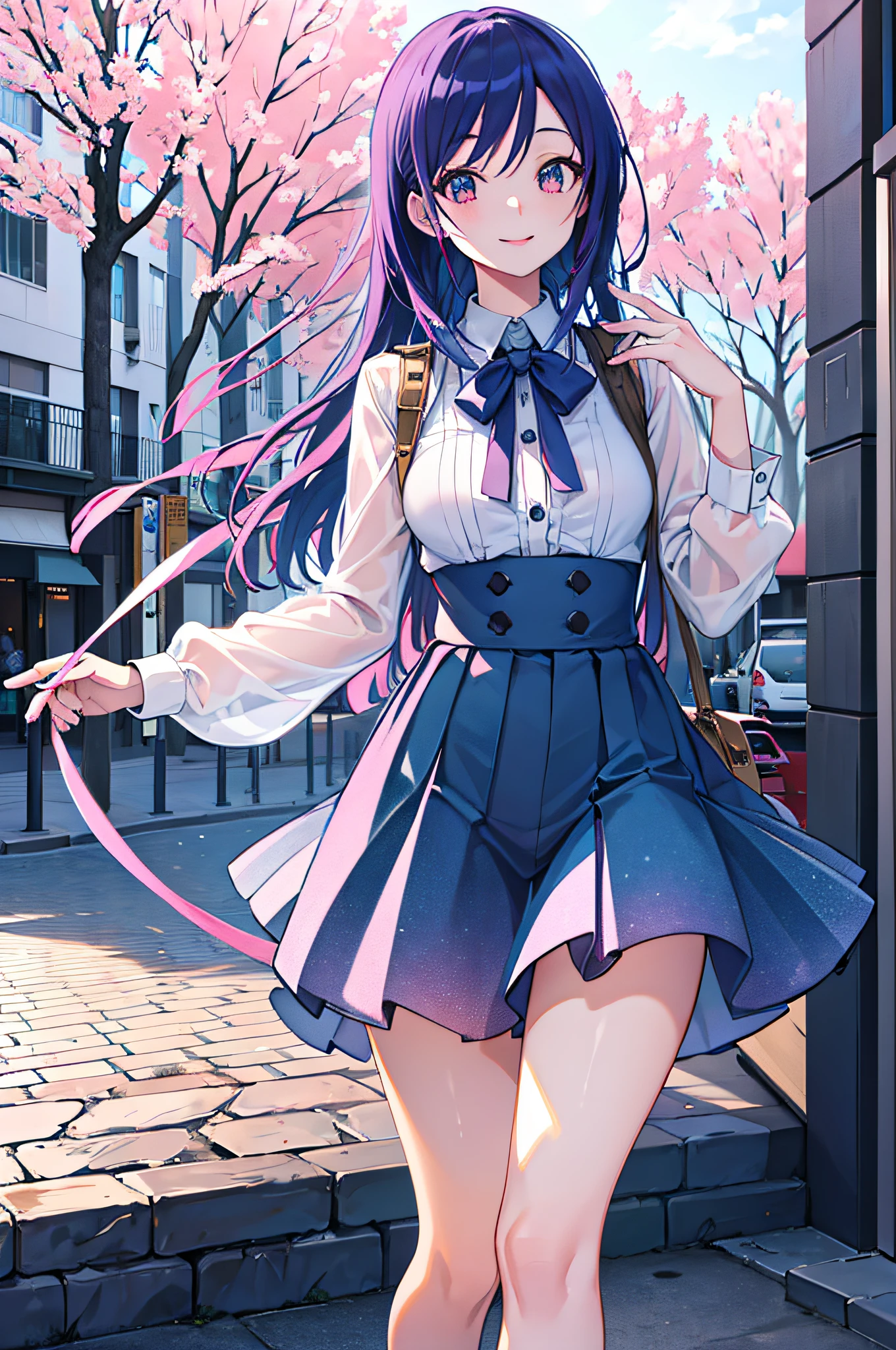 masutepiece, Best Quality, Illustration, Ultra-detailed, finely detail, hight resolution, 8K Wallpaper, Perfect dynamic composition, Beautiful detailed eyes, doress,Medium Hair, Natural Color Lip, Random and sexy poses,Smile,Aoyama Street Walk、20 years girl
