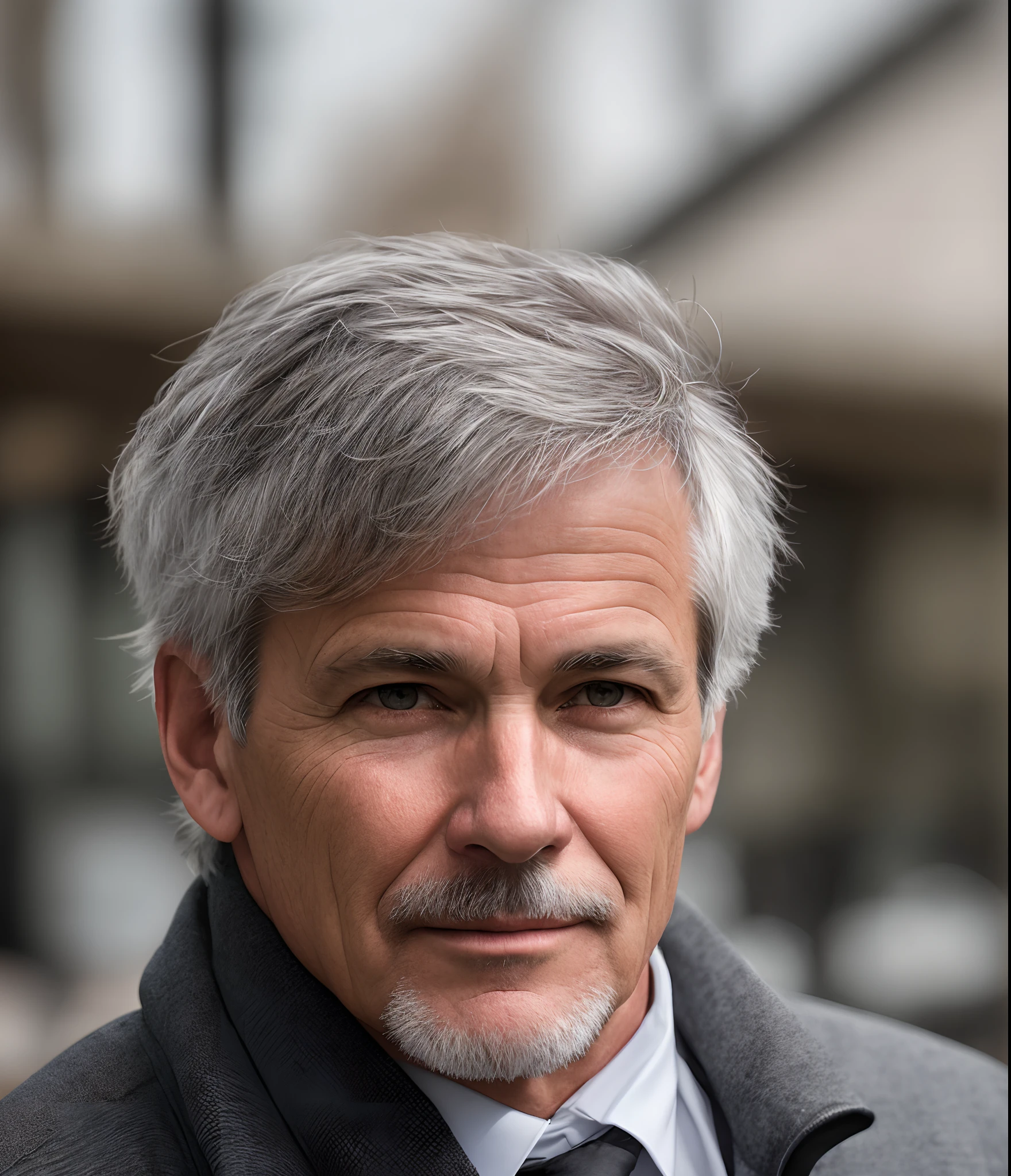 60-year-old male, cool, sleek, no mustache. No beard.