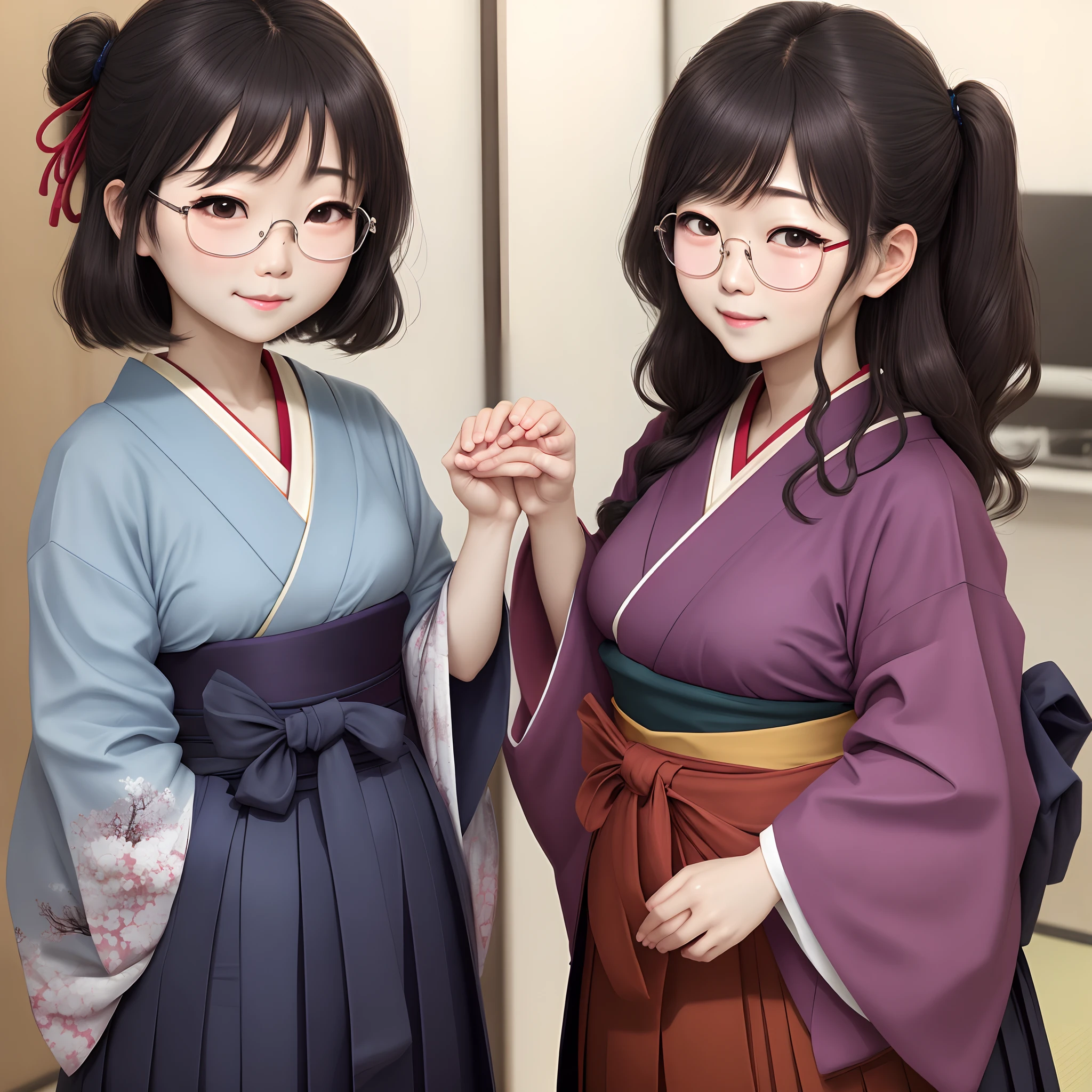 Boyish Girl Japanese Style Hakama Centipede Glasses