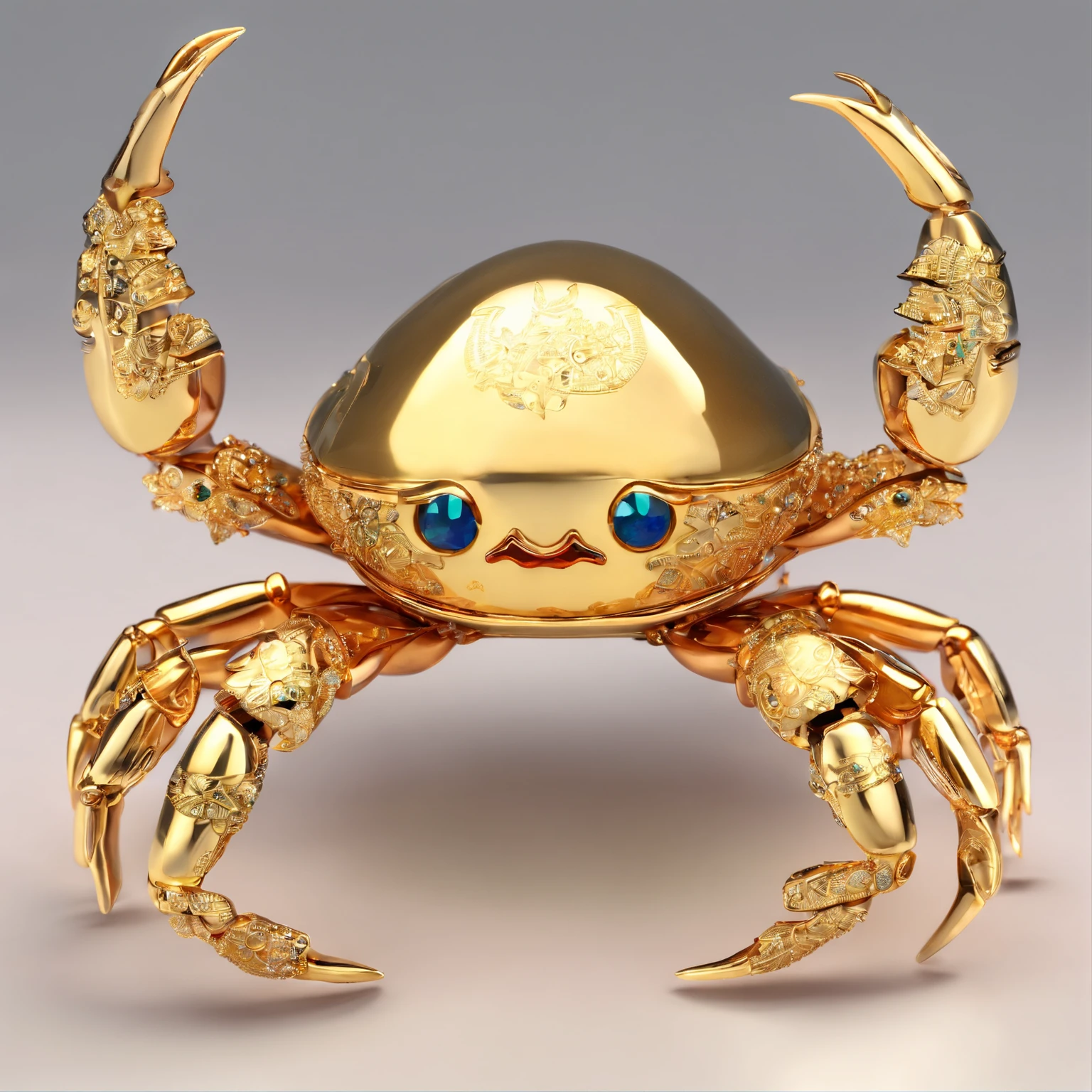 (Ring close-up of a crab gravel opal:1.5), (Opal set with cute crab eyes and mouth),Playful and clever tentacles on the head,(2 crab clips wrapped around the ring handle:1.0),Complete limbs full of details,对称,(Professional inlaying),copious jewelry, ,Platinum and gold thread,Cute shape,Cartoony,Black gold