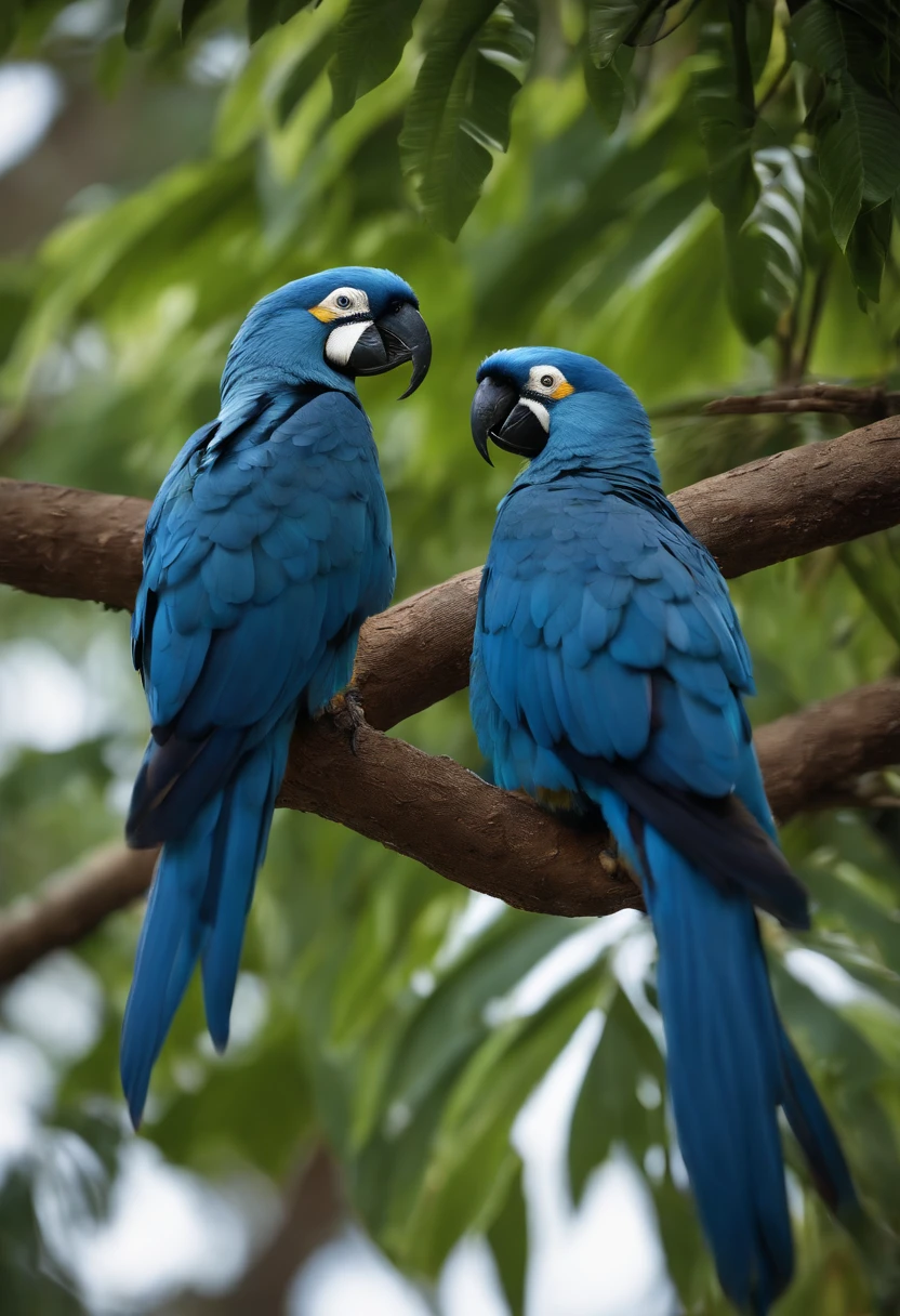 blue arara, On a tree in the heart of the city