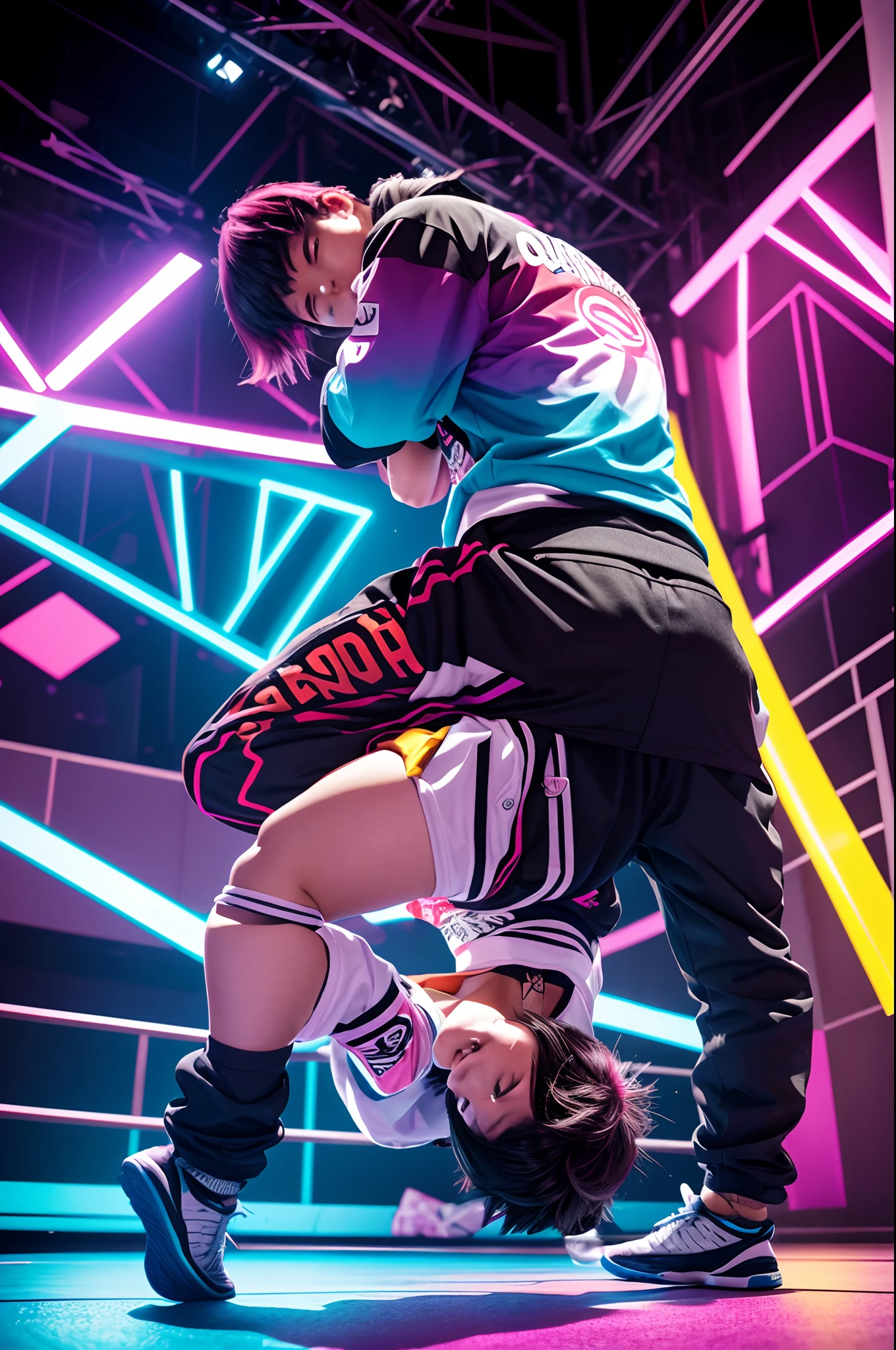 japanese bgirl breakcore full movment bboy culture gradient colours