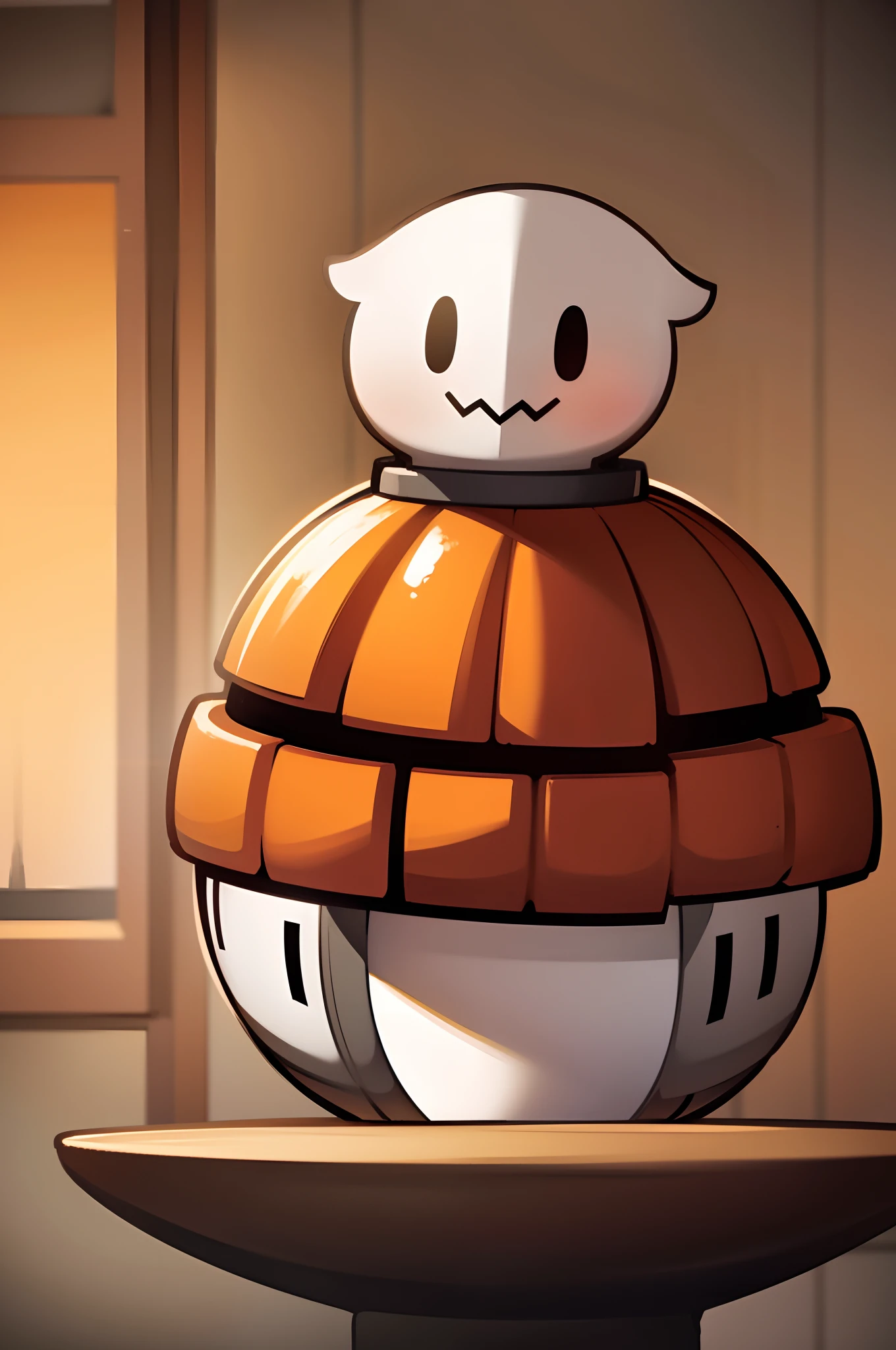 (8k detail):1.5, (8K, Best Quality, Masterpiece:1.2),(Best Quality:1.0), (ultra highres:1.0), detailed anime style, Masterpiece, studio quality, 6K, Ray Tracing, Masterpiece, Best Quality, (Very detailed CG unity 8k wallpaper), (Best Quality), (best illustrations), (best shadows), (Glow), (particle fx). , isometric 3D, Octane rendering, Ray Tracing, Halloween, Ghost, Cute, holding Jack's pumpkin, Orange background.