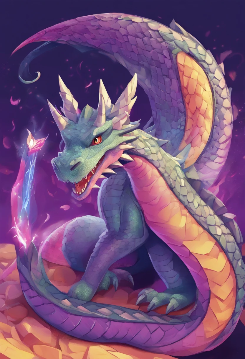 A cartoon dragon with a long neck and a long tail, very cute purple dragon, dra the dragon, Tarragon Vore Arte, a baddass dragon, dragon in dragon lair, anthropomorphic dragon, but as an anthropomorphic dragon, as an anthropomorphic dragon, dragon vore, Jormungandr, similar to pokemon, serpente