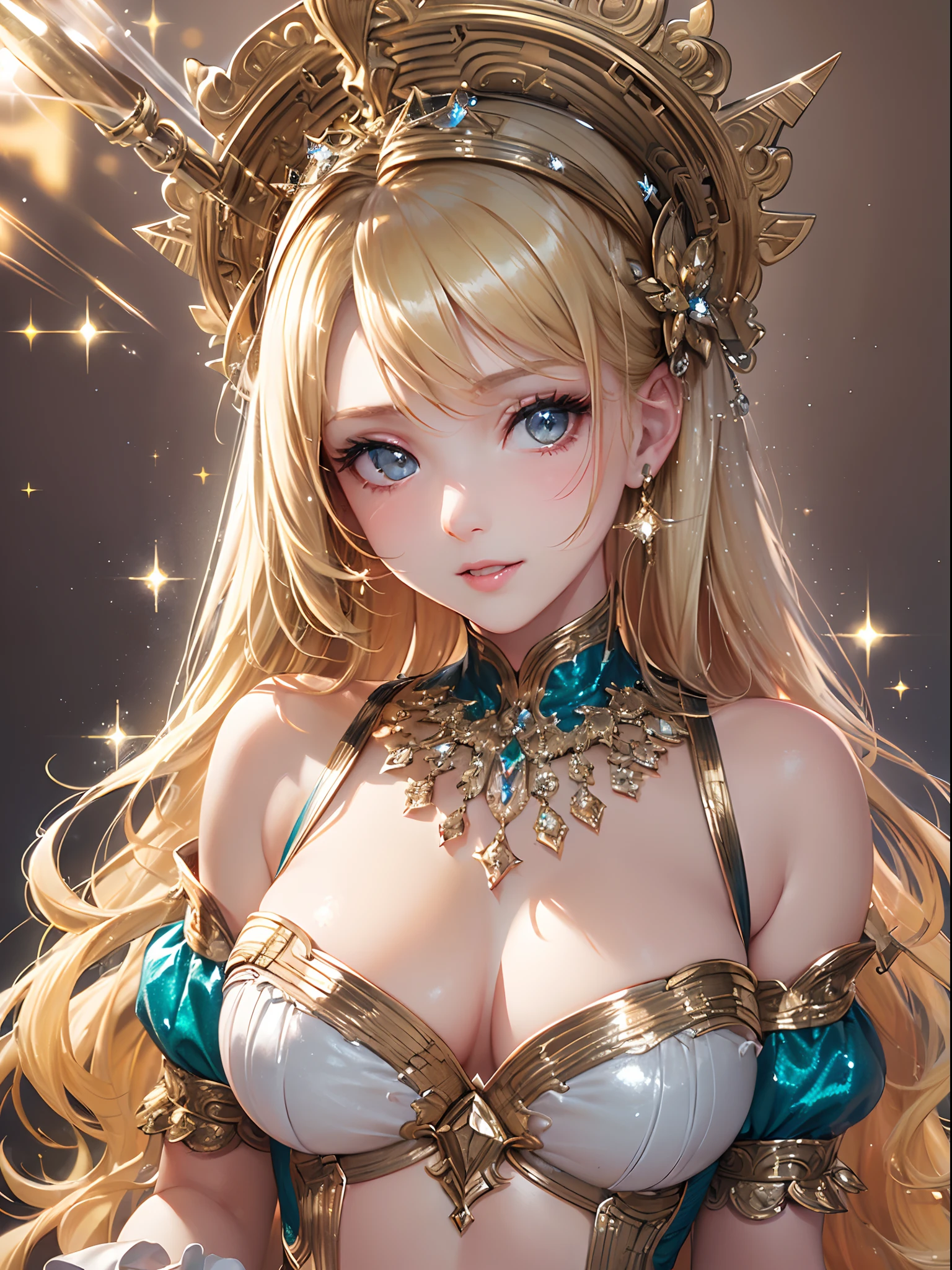 ((Finest quality)),(超A high resolution),(ultra-detailliert),(Meticulous portrayal),((Best CG)),(Finest works of art),Ultra-Precision Art,The art of astounding depiction, (dame:1.5),(Beautiful sparkling blonde hair:1.5),(Facinator:1.5)