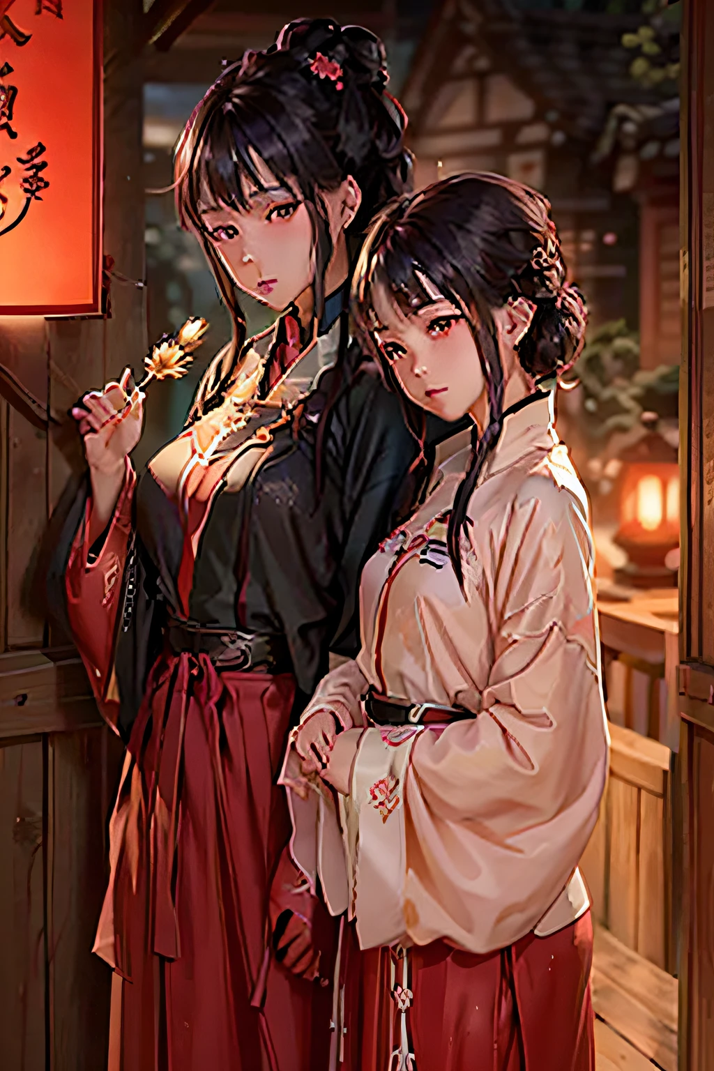 WLOP and Sakimichan, Guweiz in Pixiv ArtStation, Guviz, Kawasi, Guweiz on ArtStation Pixiv, two beautiful anime girls