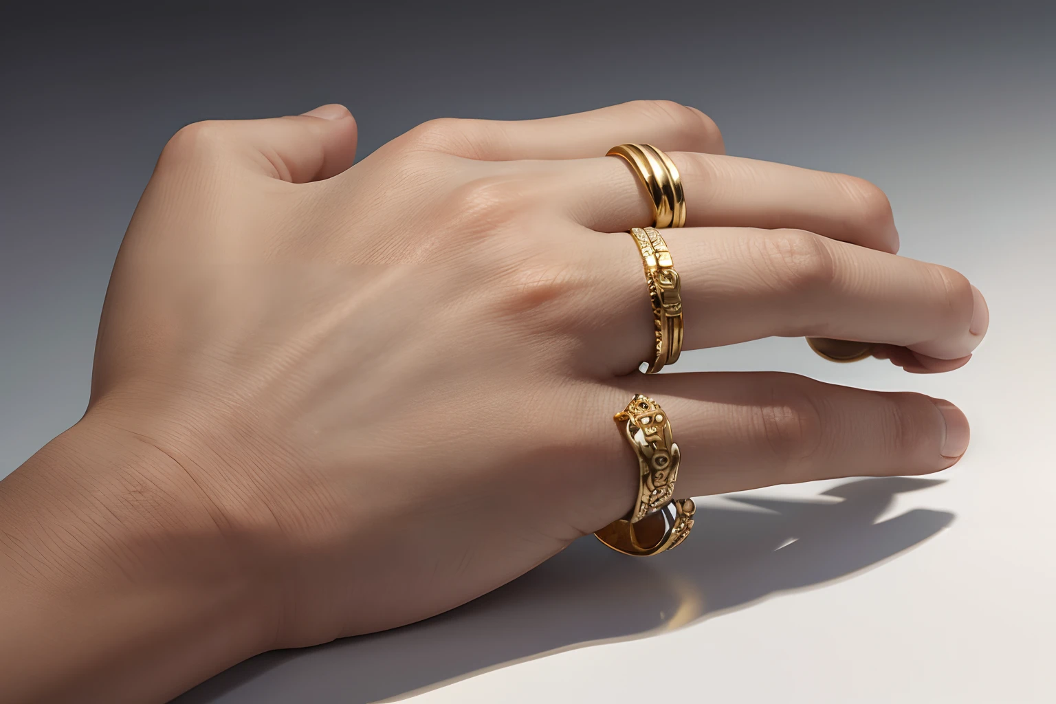 Photo, Photorealistic, Art wide ring, gold and platinum, modern design, shift-tilt shot