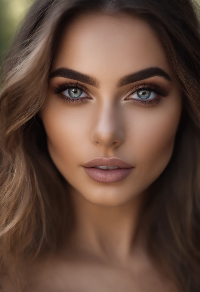 Arafed woman completely , fille sexy aux yeux bruns, ultra realist, Meticulously detailed, Portrait Sophie Mudd, cheveux bruns et grands yeux, selfie of a young woman, Dubai Eyes, Violet Myers, sans maquillage, maquillage naturel, looking straight at camera, Visage avec Artgram, Maquillage subtil, Superbe photo du corps entier, Outdoors, Medium to large bust