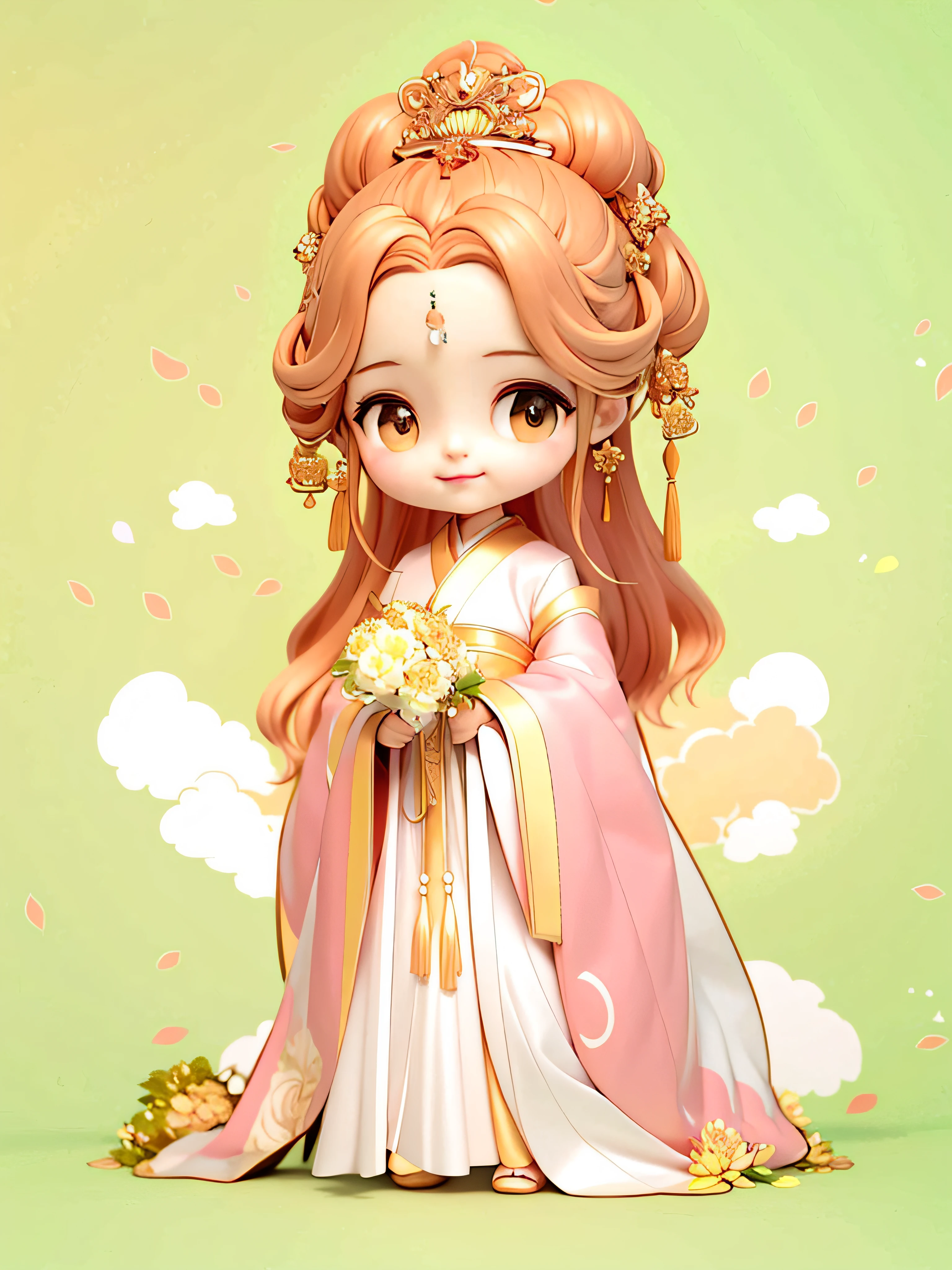 3D,China Princess, A cartoon girl in a dress,There is a tie and a flower, beautiful line art, Extremely fine color combination, clean lineart, Princesa chinesa antiga, Palace , A girl in Hanfu, line art colouring page, lineart behance hd, Perfect color matching, linear art, Anime princess,