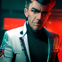 (Absurdres, Intricate Details, Masterpiece, Best Quality, High Resolution, 8k), 1 male, swedish, mature, aged up, handsome, finely detailed eyes and face, brown quiff hair, teal eyes, looking at viewer, solo, (full body:0.6), detailed background, detailed face, (CircuitBoardAI, electronic theme:1.1) evil high-tech futuristic hacker, smirk, advanced technology, hoodie, techwear, keycard, cables, (holographic display:1.05), error message, computer, password, server room in background, orange lights, cyber-warfare, dark sinister atmosphere, Depth of Field, VFX.