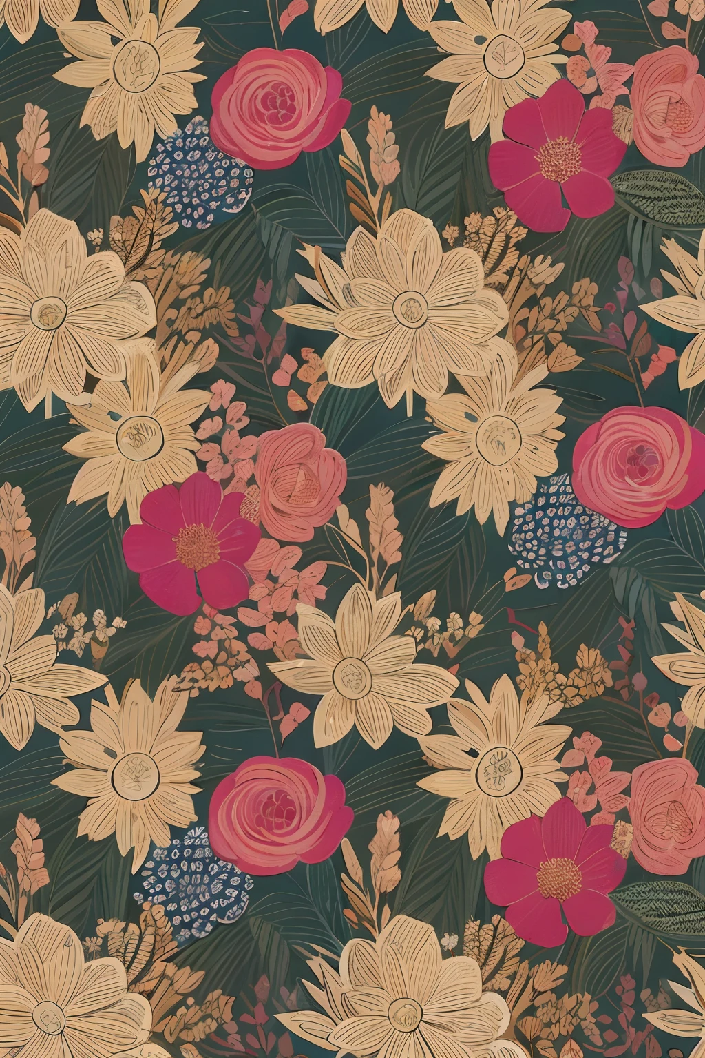 create pattern from image, hand painted, HD, detailed, Inpiration by Rifle Paper Co