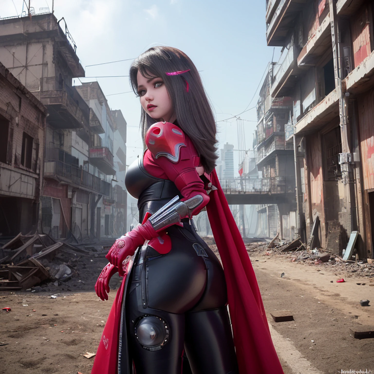 Motor irreal:1.4,UHD,melhor qualidade:1.4, fotorrealista:1.4, textura da pele:1.4, obra prima:1.8,obra-prima, melhor qualidade,Selena Gomez em traje de Mulher-Maravilha, (Cabelos compridos:1.4), (minissaia vermelha:1.4), Apocalyptic Destroyed City Background, (CyberpunkAI:1.4),（Beautiful and detailed eye description）,(mulher-maravilha:1.4)