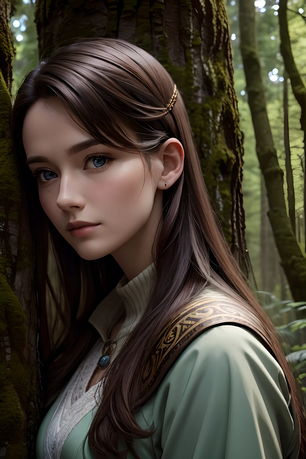 (((hd closeup photo))) one standing Eovyn, 25 years old, in the forrest