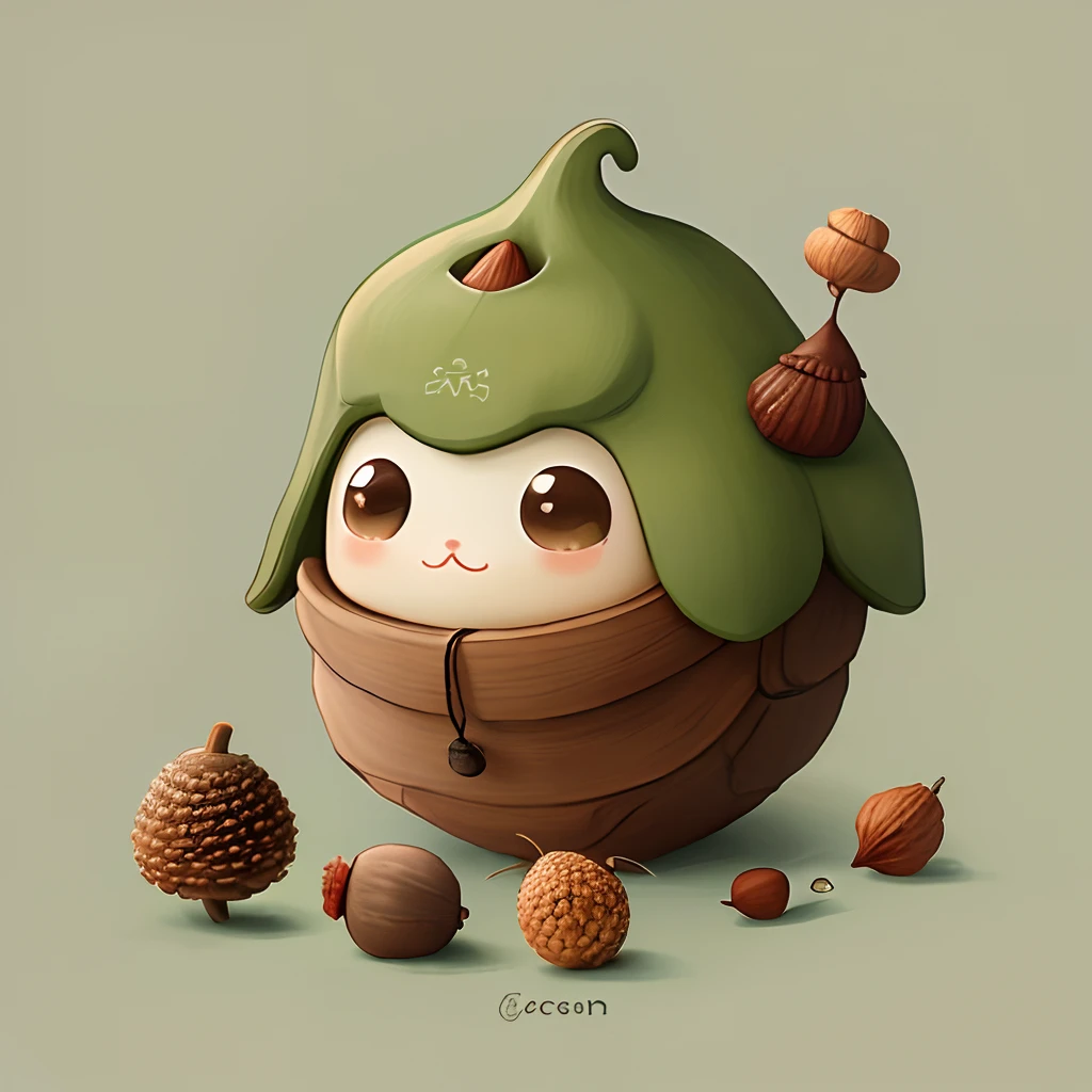 The Monster、acorn、illustratio、A logo、charicature、simple、acorn、Acorn、cute little、mascot
