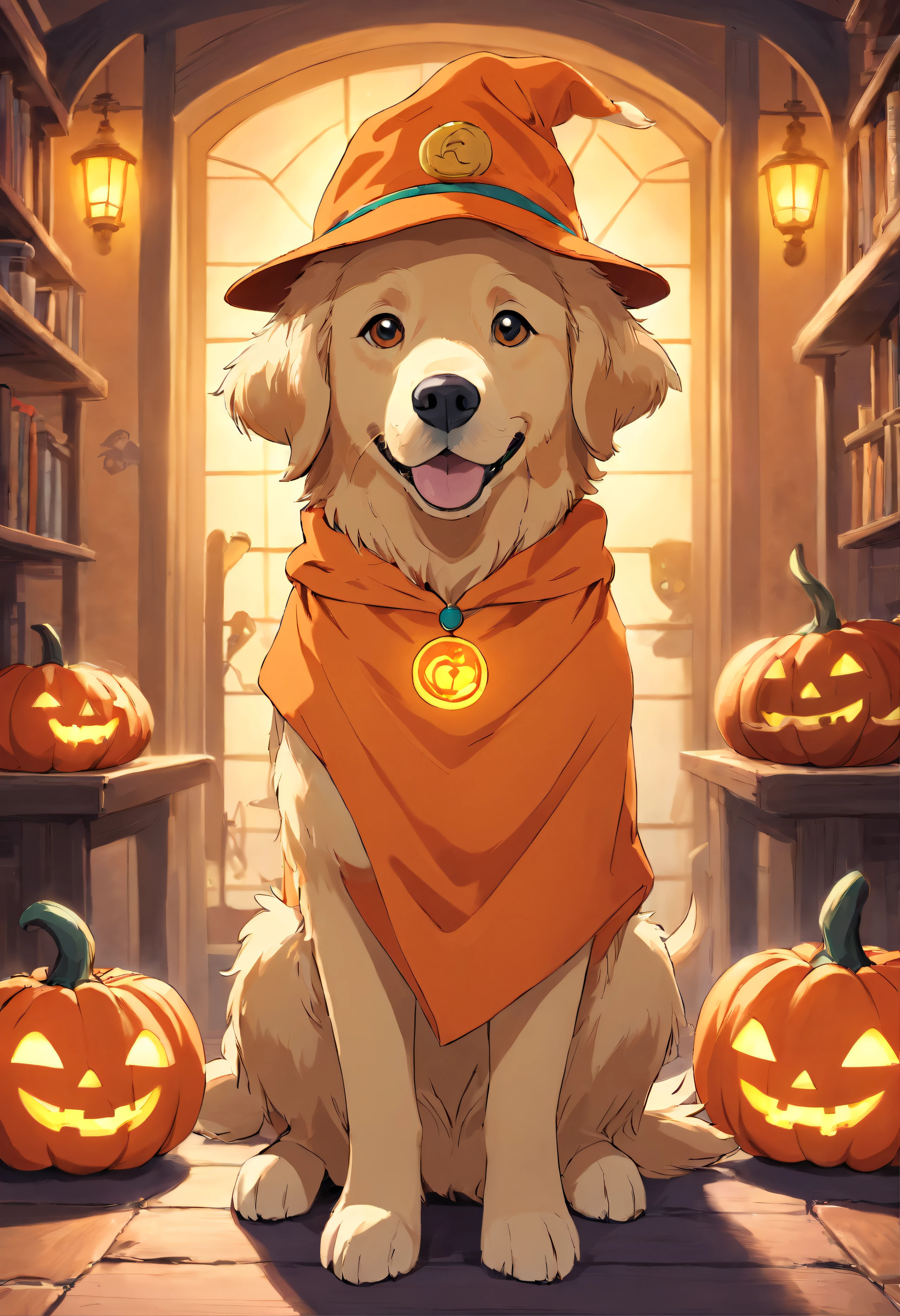golden retriever in halloween costume