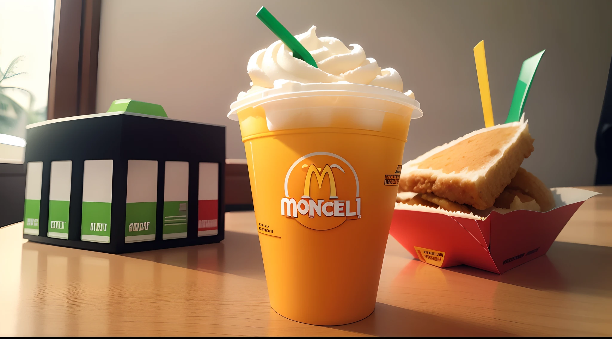 Um logo de lanchonete nas cores do mecdonald.