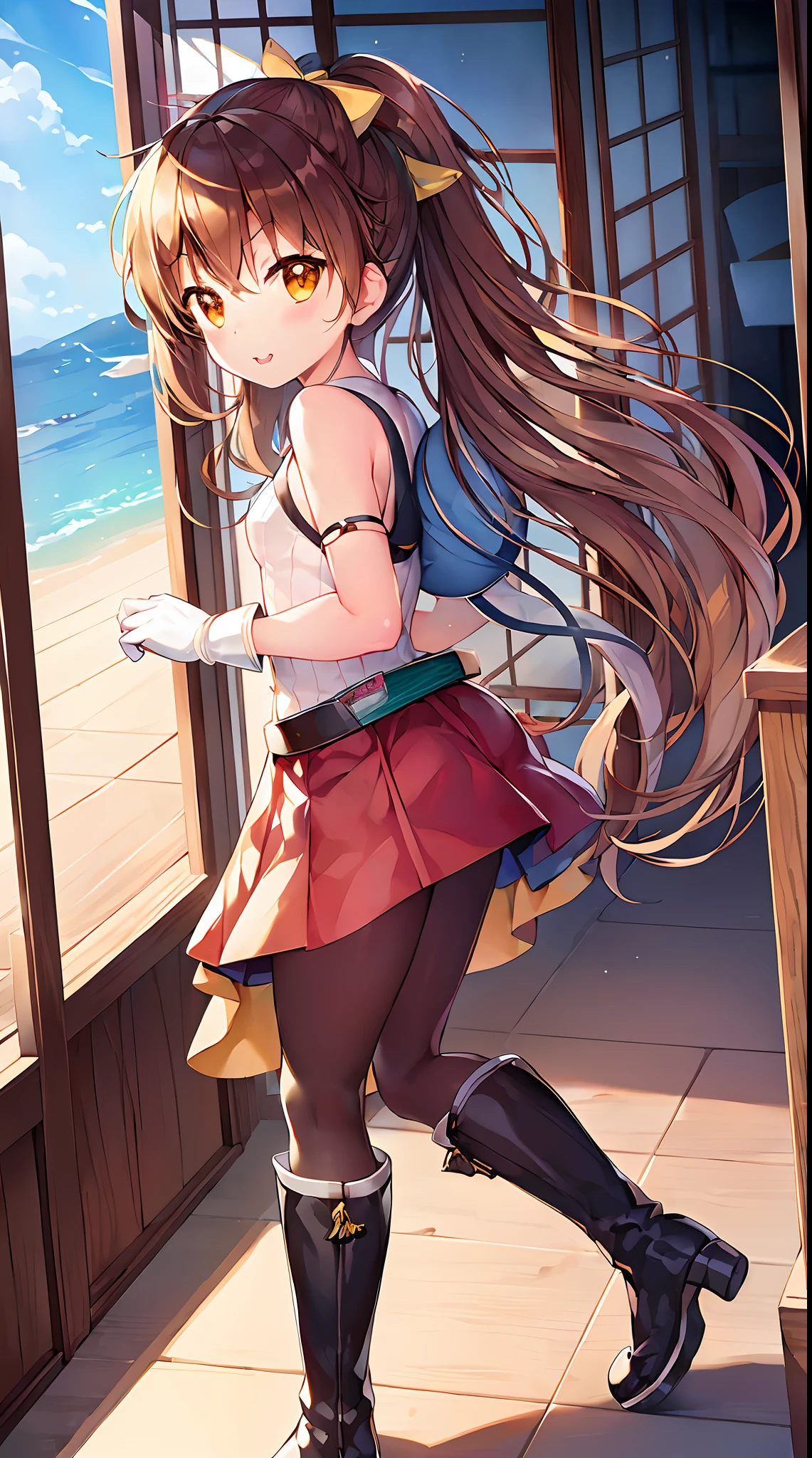 (Cute:1.5),(Chibi:0.5),(kawaii:2.0),(Lori:2.0),(7 girl),(Solo:1.65),BREAK, (flat chest:1.2,), Clear skin, Beautiful skin, Shy, One Beautiful Girl,Colossal tits(Hair Bow, reddish brown hair, Twin-tailed:1.2), (Brown eyes, long eyelashes, Double eyelids: 1.2), Shiny skin, BREAK, Star \(symbol\, (gloves, White Gloves:1.3), Red velvet sweater, Black leather pants, Gold Bracelet,,Looking at Viewer,(Leather boots:1.2),BREAK,from the front side, Dynamic Angle,plein air,(Happy,:D,Angelic smile,Jumping,Eyes are stars:1.3),BREAK,(Indoor,Candy Store,Japan buildings,Commodity shed,Candy on the shelf,shop front,Elderly woman sitting at counter,Sliding glass door:1.2),(I have hands full of candy,is standing,Jumping:1.3),BREAK,wakame,wakame,wakame,(Highly detailed CG Unity 8k wallpaper),(Best Quality, Very detailed, Colorful, Highest detail),(Super Detail),(Best Illustration),(Best Shadow),POV,Realistic lighting and shading,Natural light,Lens flare effect,absurderes,absolutely resolution,unbelievable Ridiculous,hight resolution,ultra-detailliert,Official art,unity 8k,Kinetic Typography Break