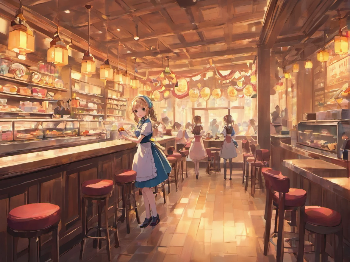 {{Cute Maid Cafe,inside restaurant}},Beautiful scene,during daytime,No humans,no Animal,