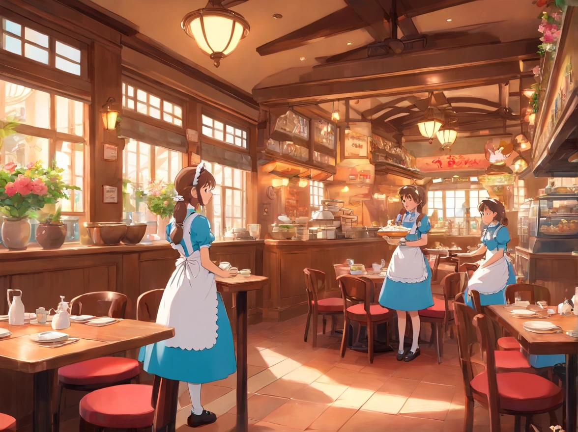 {{Cute Maid Cafe,inside restaurant}},Beautiful scene,during daytime,No humans,no Animal,