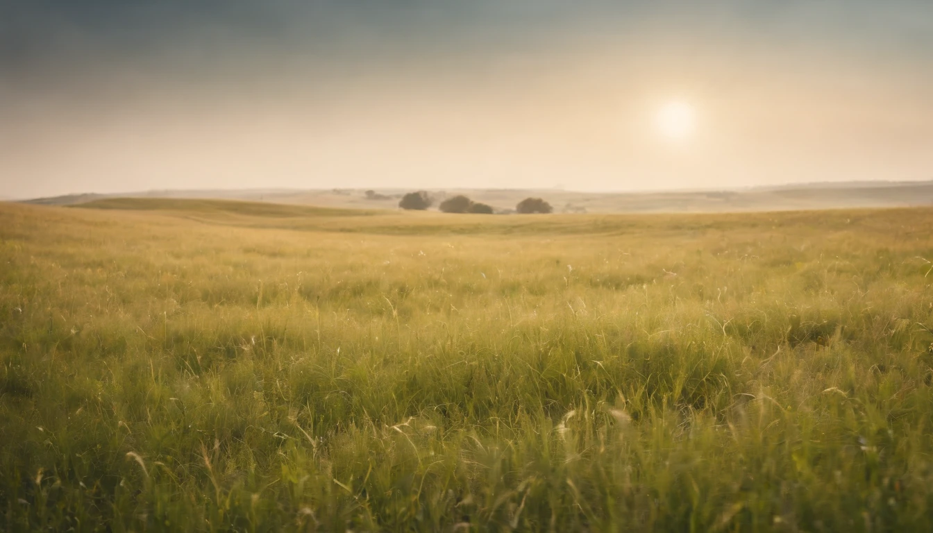 large grassland,horizon,Refreshing breeze