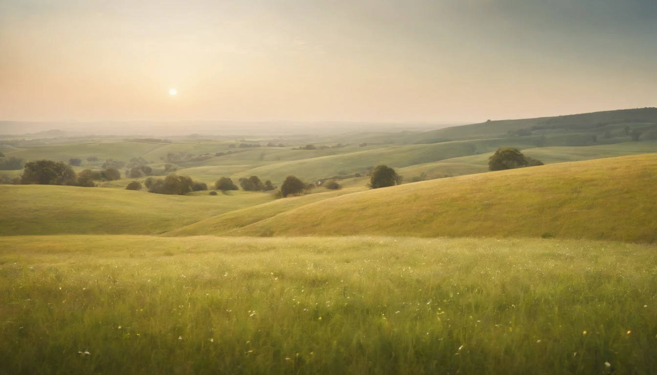 large grassland,horizon,Refreshing breeze