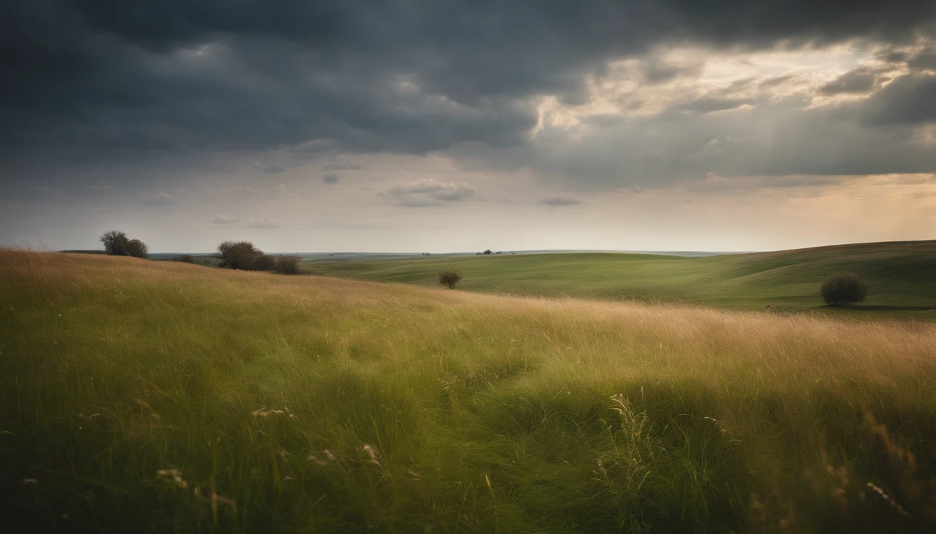 Large grasslands,Horizon,Refreshing breeze