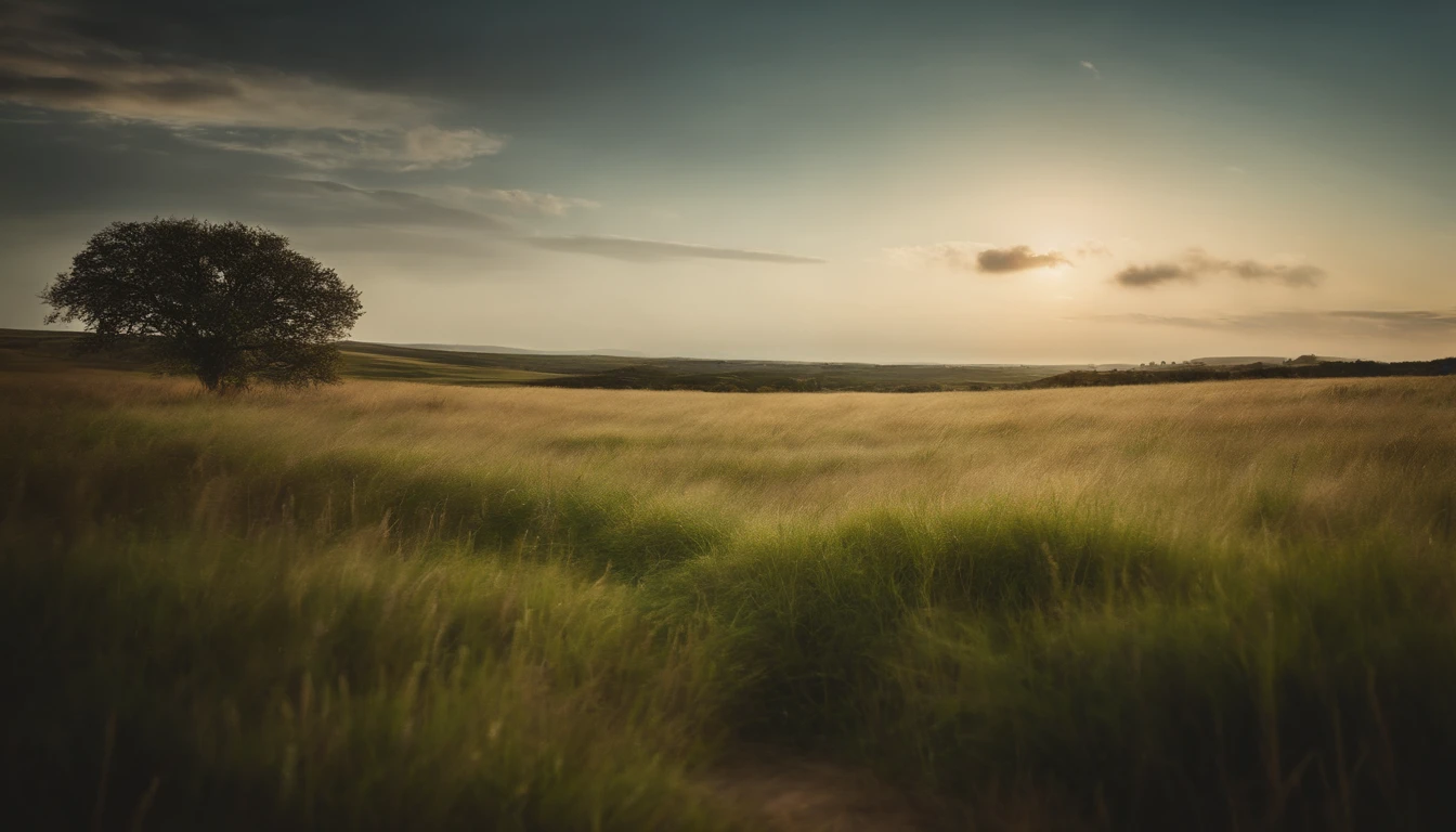 Large grasslands,Horizon,Refreshing breeze