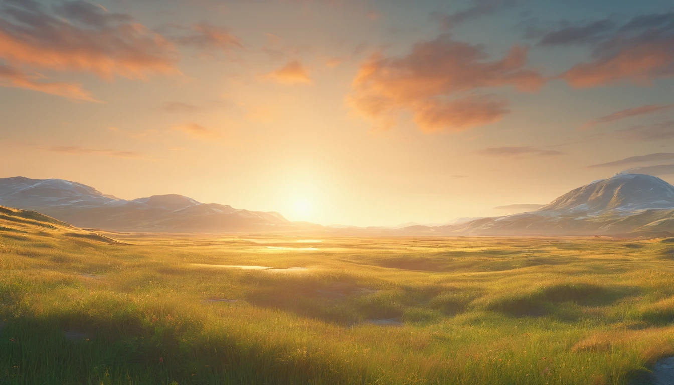 Large grasslands,Horizon,Refreshing breeze
