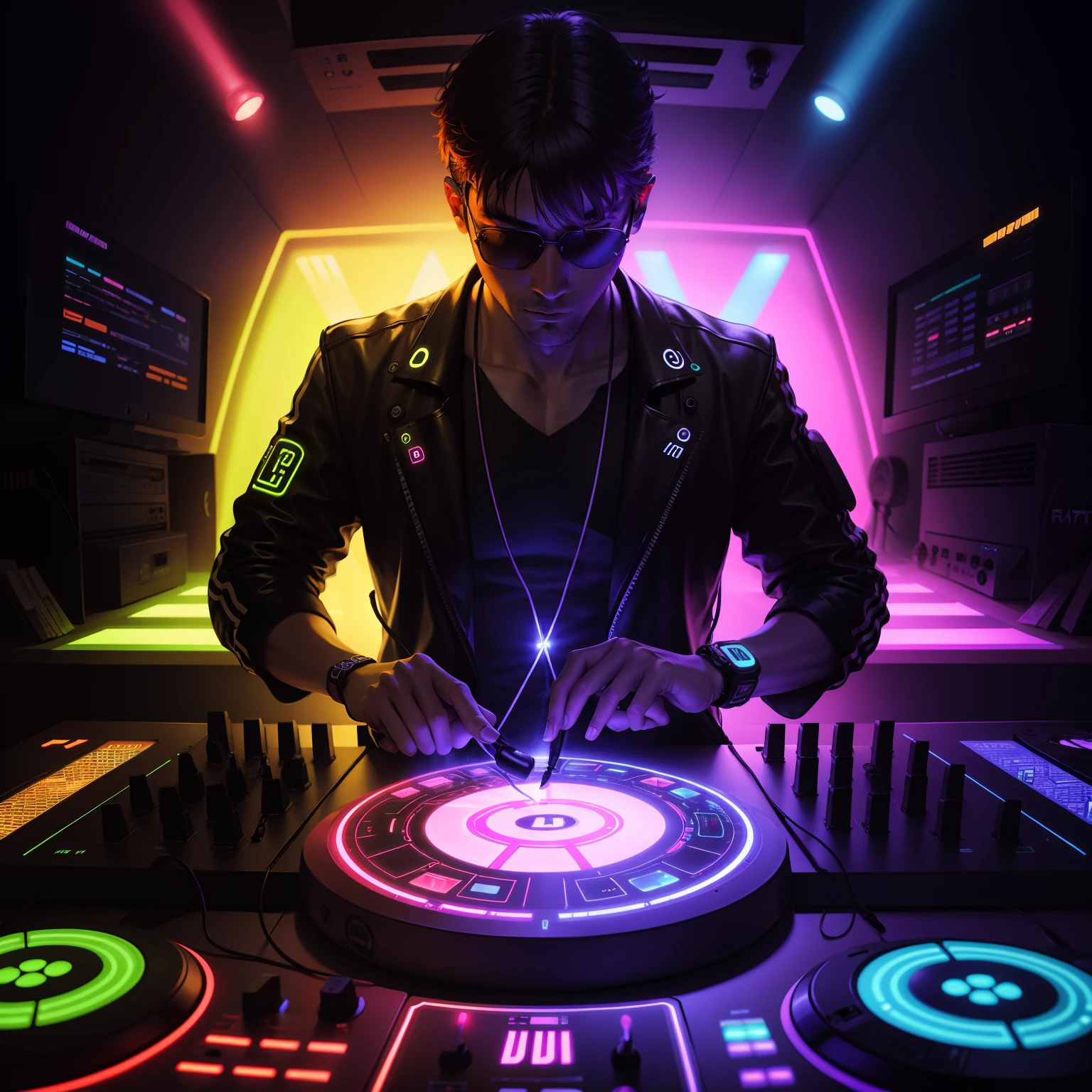 Detailed DJ Boy DJ Controller with Neon, Super Bright Music Backlight.